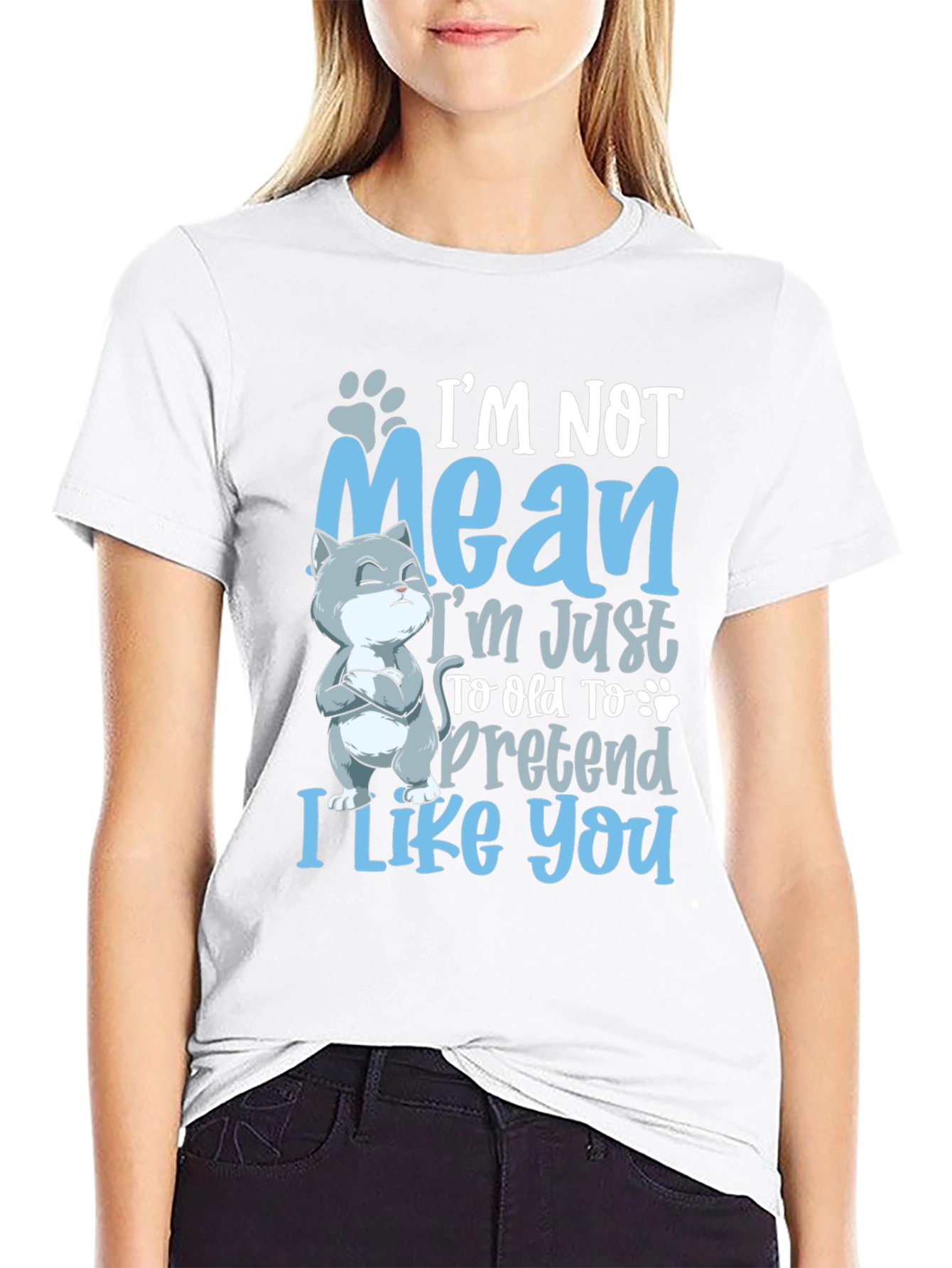 Black Funny Cat Graphic Tee: I'm Not Mean view 9