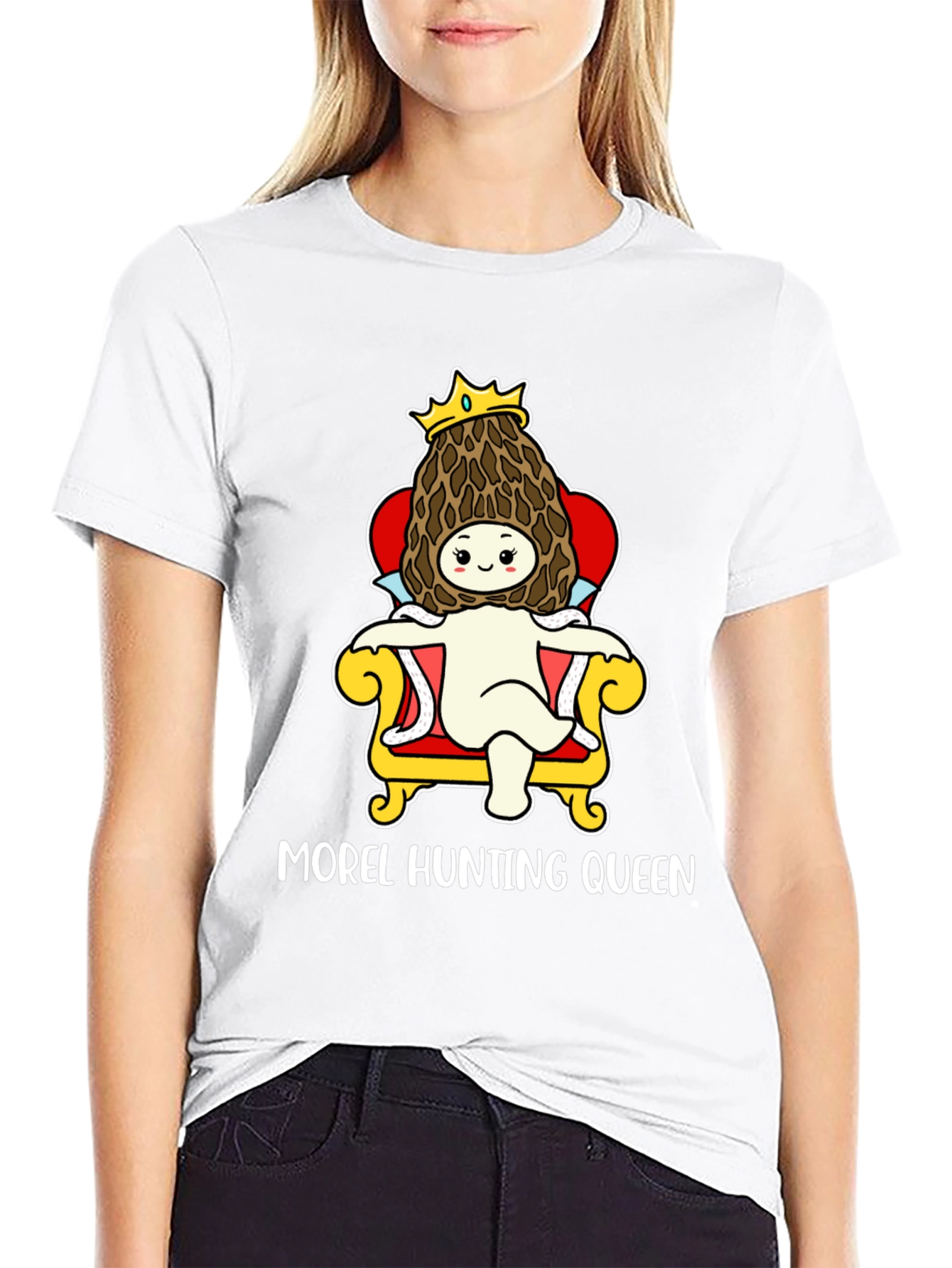 Black Morel Hunting Queen T-Shirt, Mushroom Lover Tee view 9