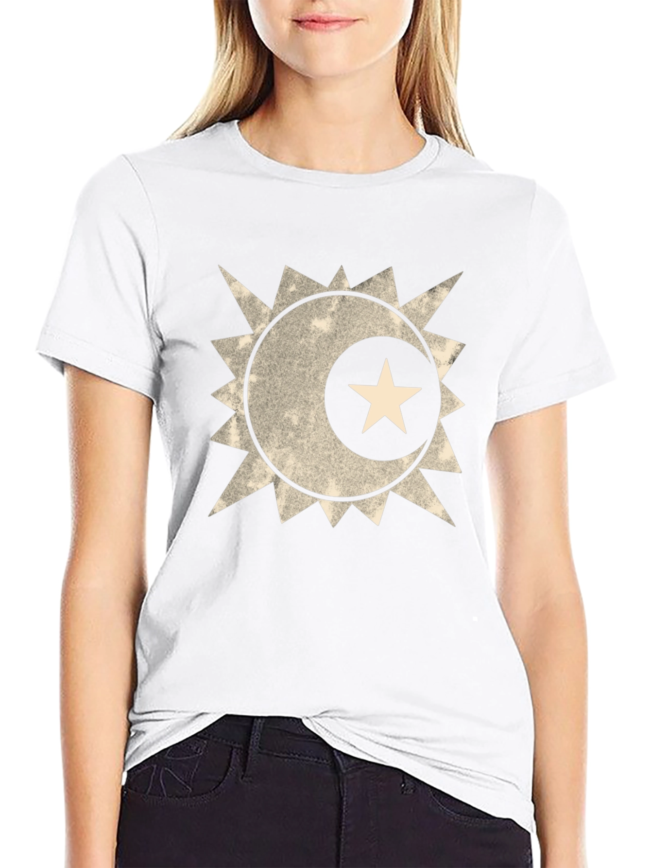 Black Crescent Starburst Graphic Black T-Shirt view 9