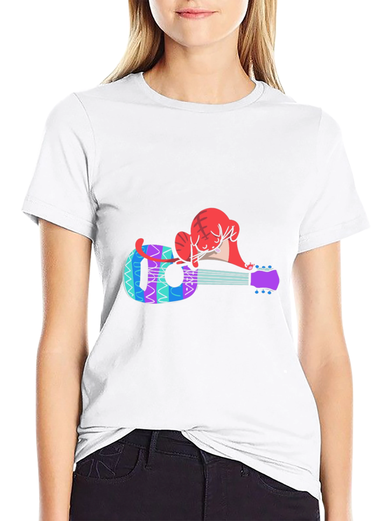 Black Cat Nap Ukulele T-Shirt - Music Lover Tee view 9