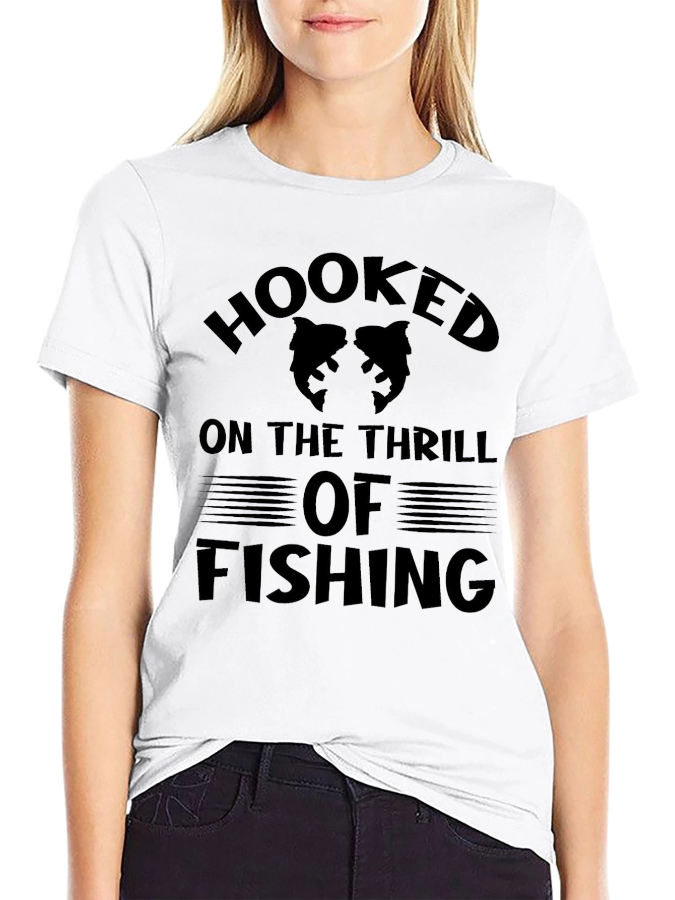 Black Hooked On The Thrill Of Fishing T-Shirt view 9