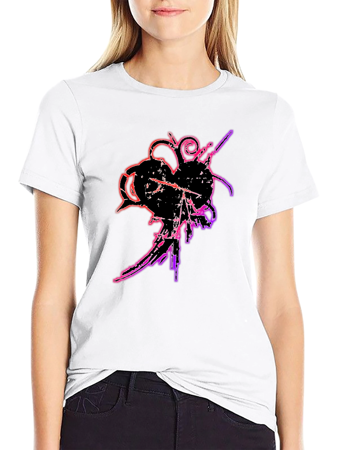 Black Grunge Heart T-Shirt - Edgy Graphic Tee view 9