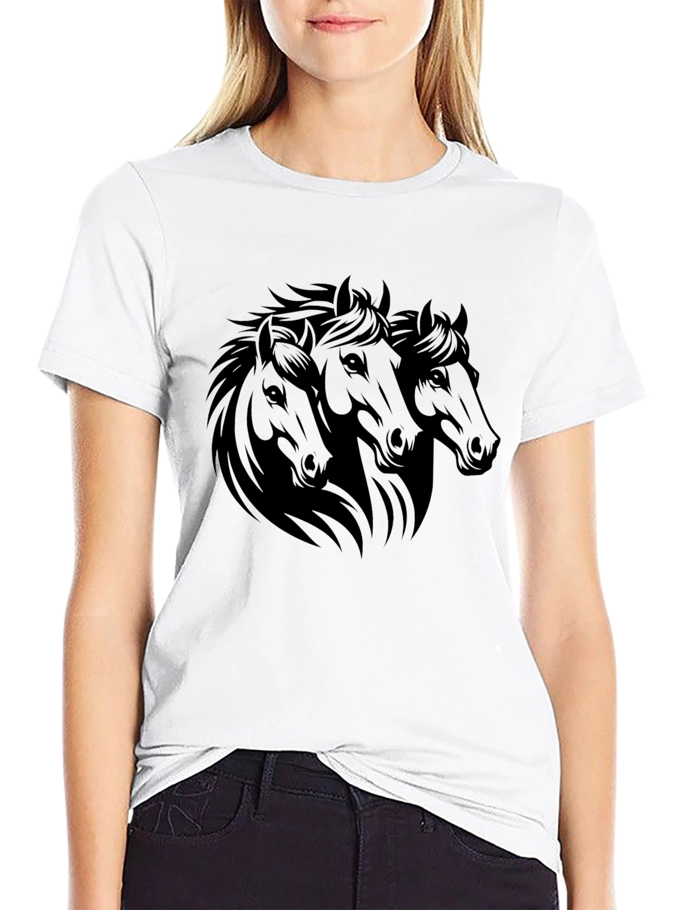 Black Black Horse Trio Graphic Tee - Stylish Men's T-Shirt view 9