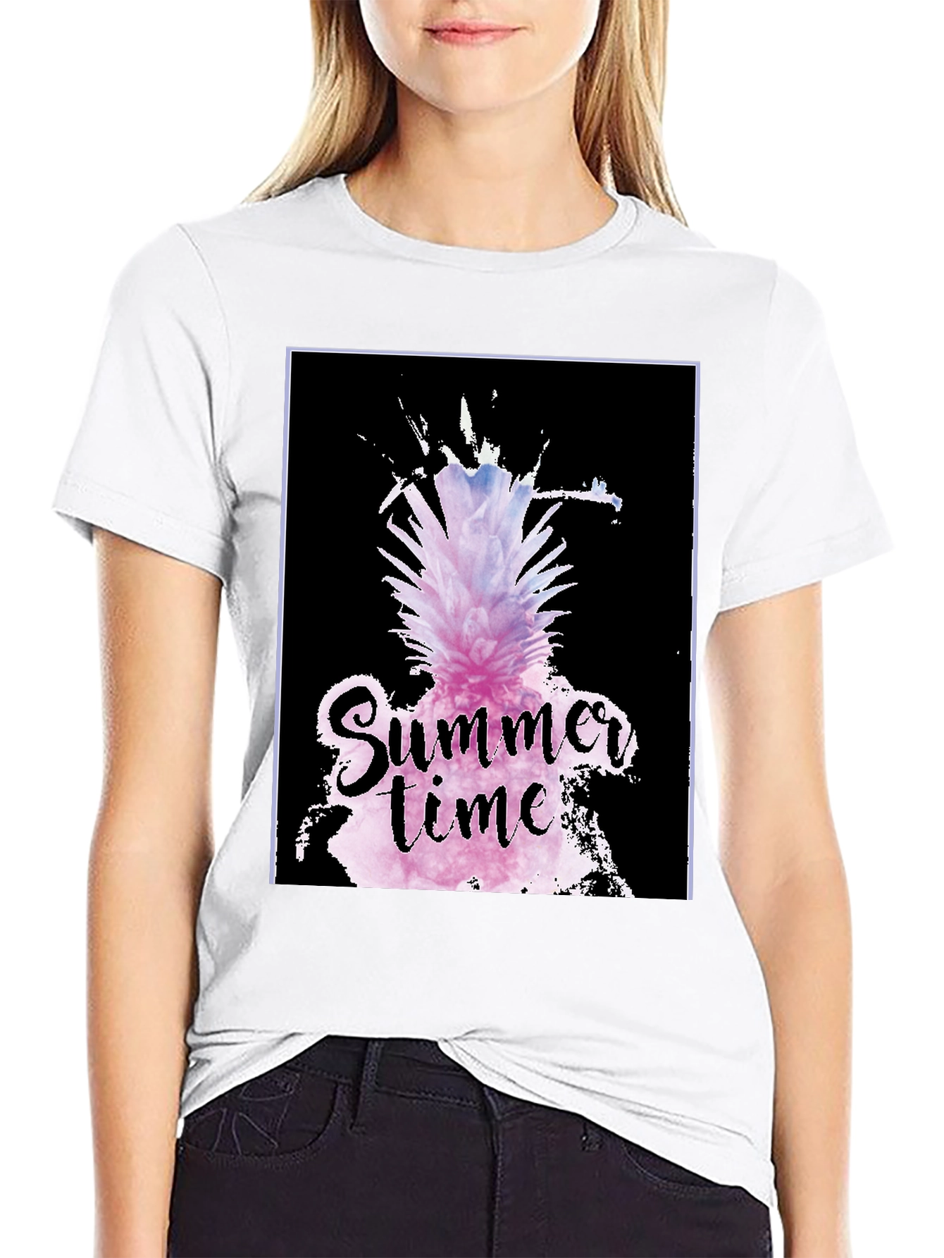 Black Summer Time Pineapple Graphic Tee view 9
