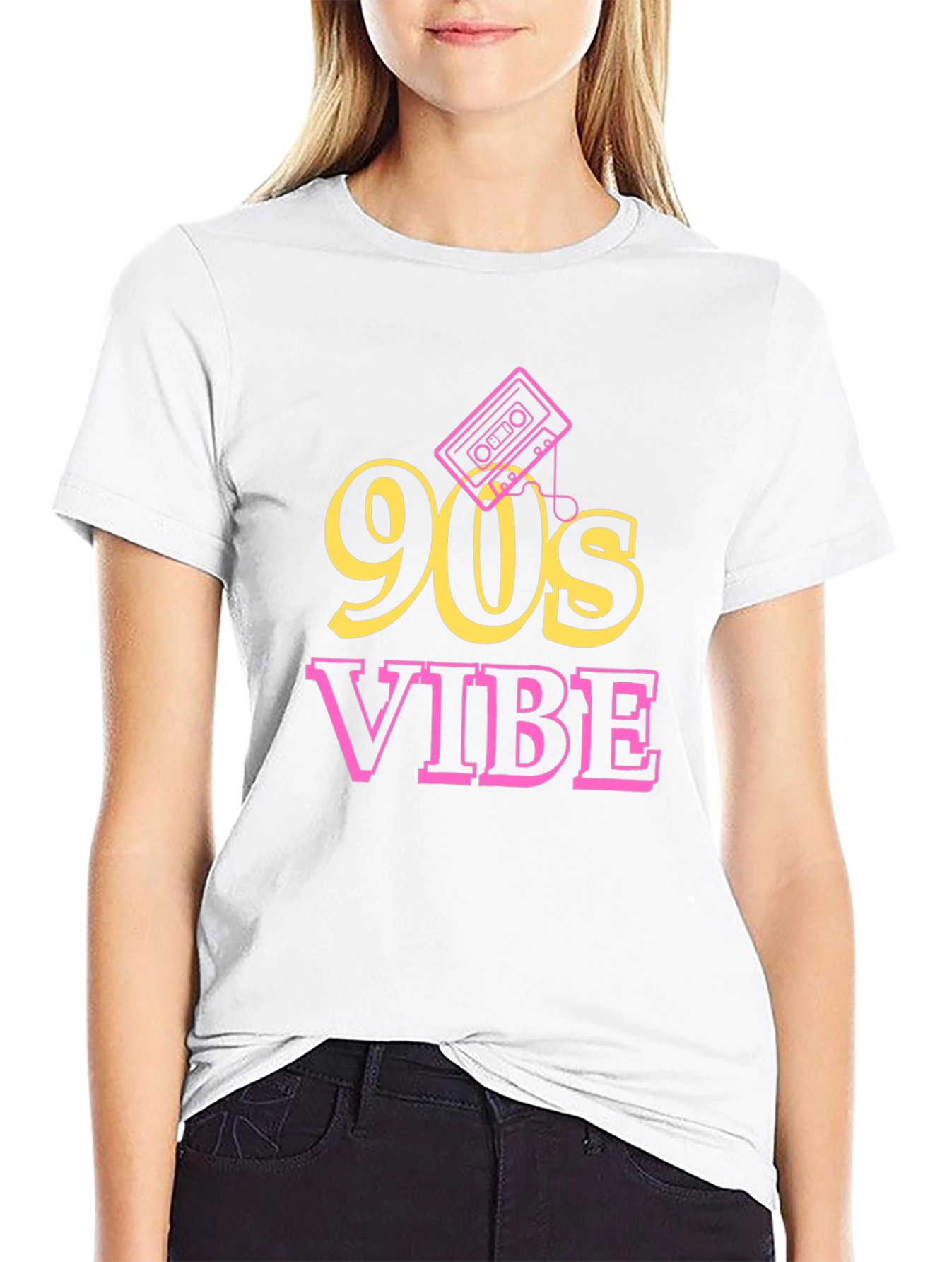 Black 90s Vibe Graphic Tee - Retro Style view 9