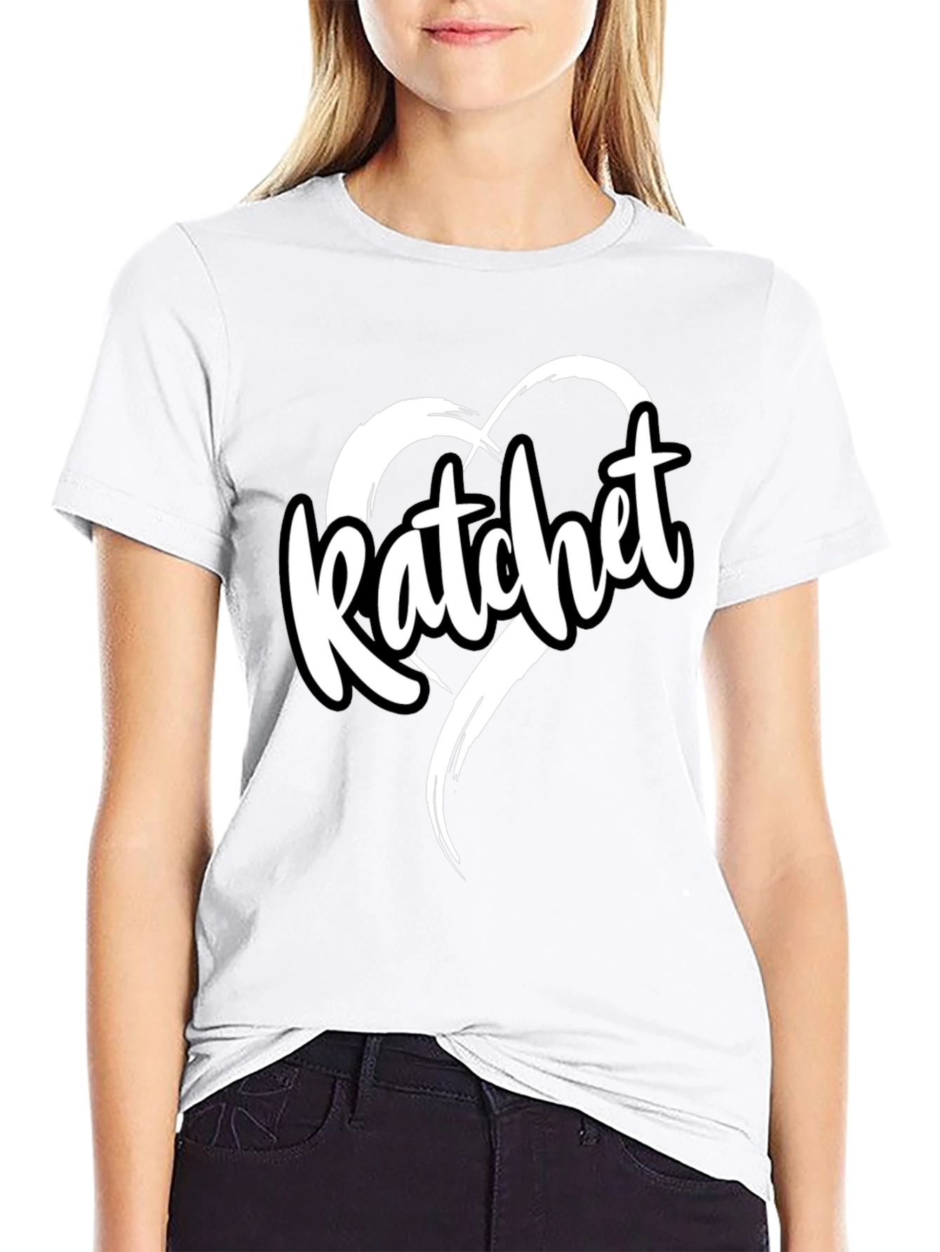 Black Ratchet Heart Graphic Tee - Trendy Black T-Shirt view 9