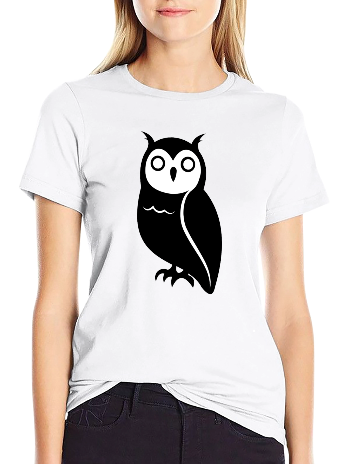 Black Men's Black Owl Graphic Tee - Casual Short Sleeve Shirt view 9