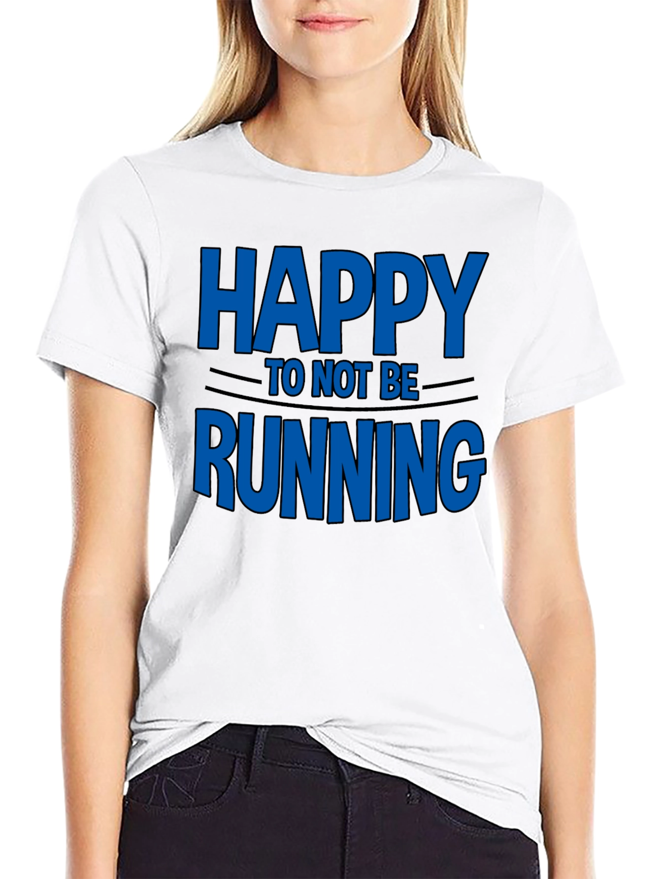 Black Happy To Not Be Running - Novelty T-Shirt view 9