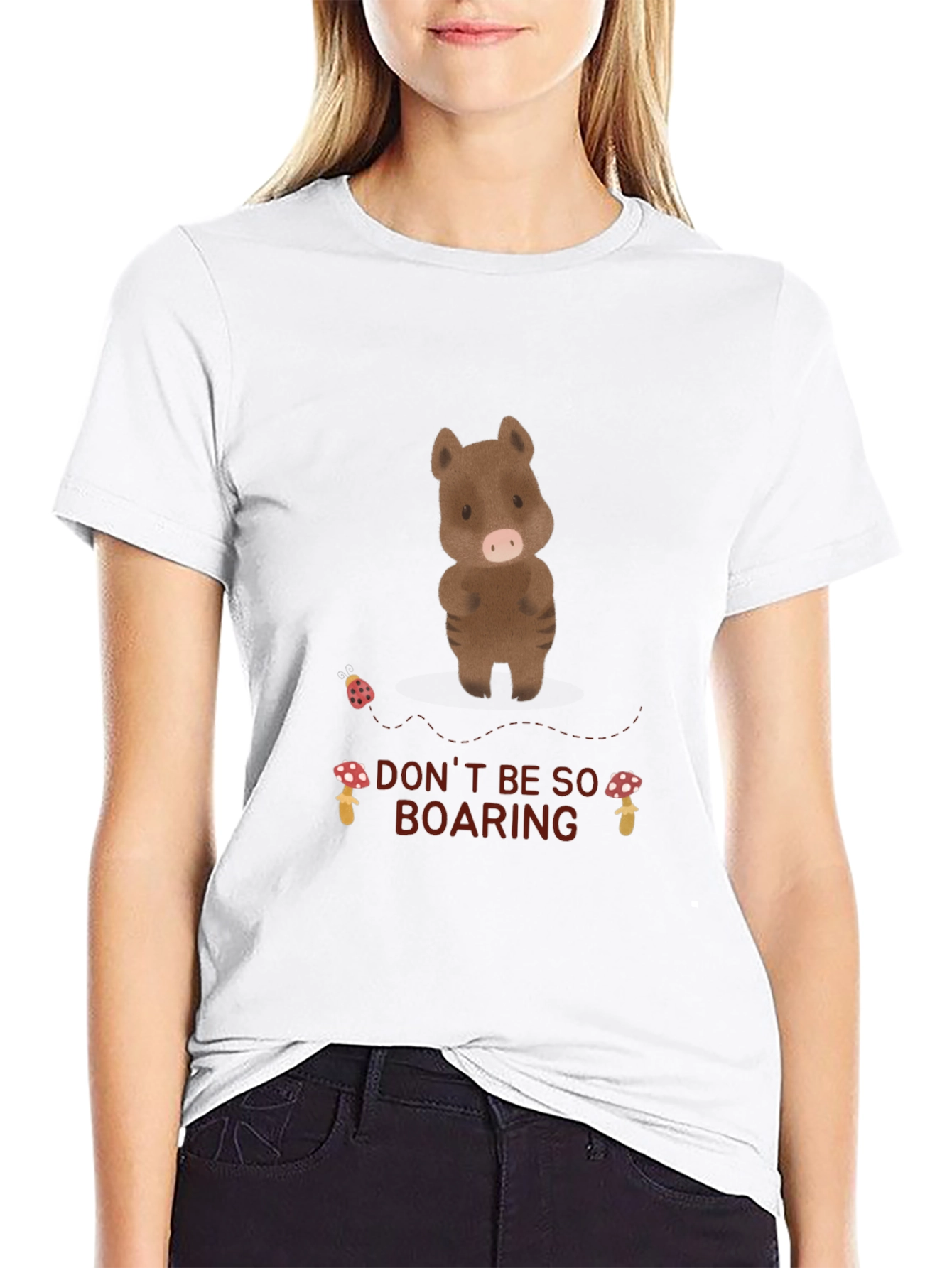 Black Funny Boar T-Shirt - Don't Be So Boaring! view 9