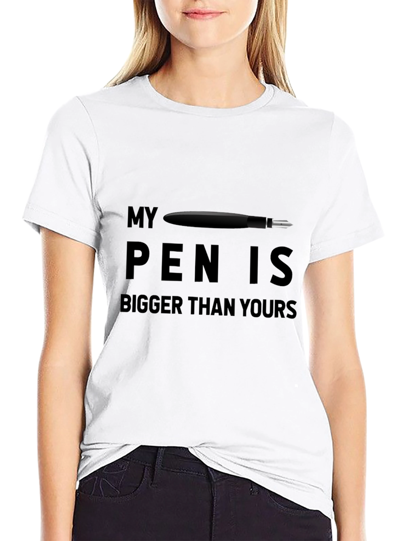 Black My Pen Is Bigger T-Shirt view 9