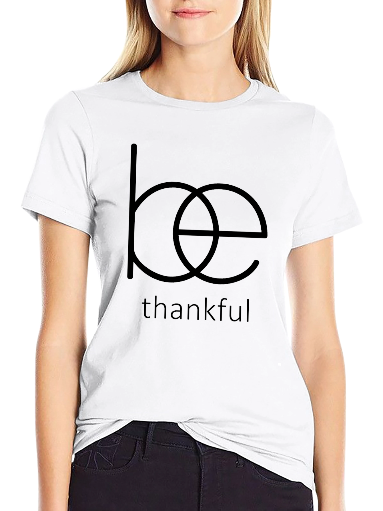 Black Be Thankful Graphic Tee - Soft Cotton Blend view 9