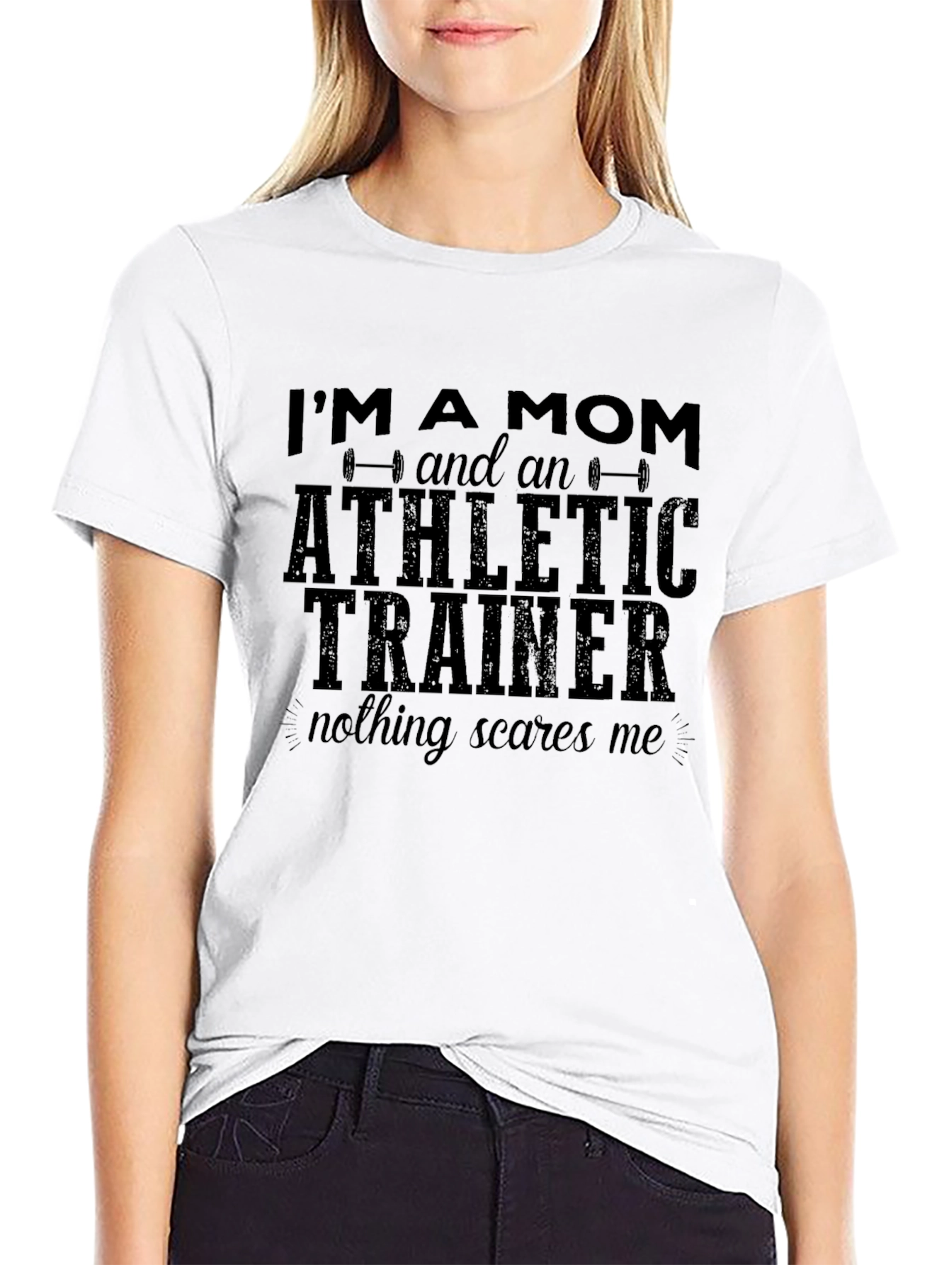 Black Mom Athletic Trainer T-Shirt - Nothing Scares Me view 9