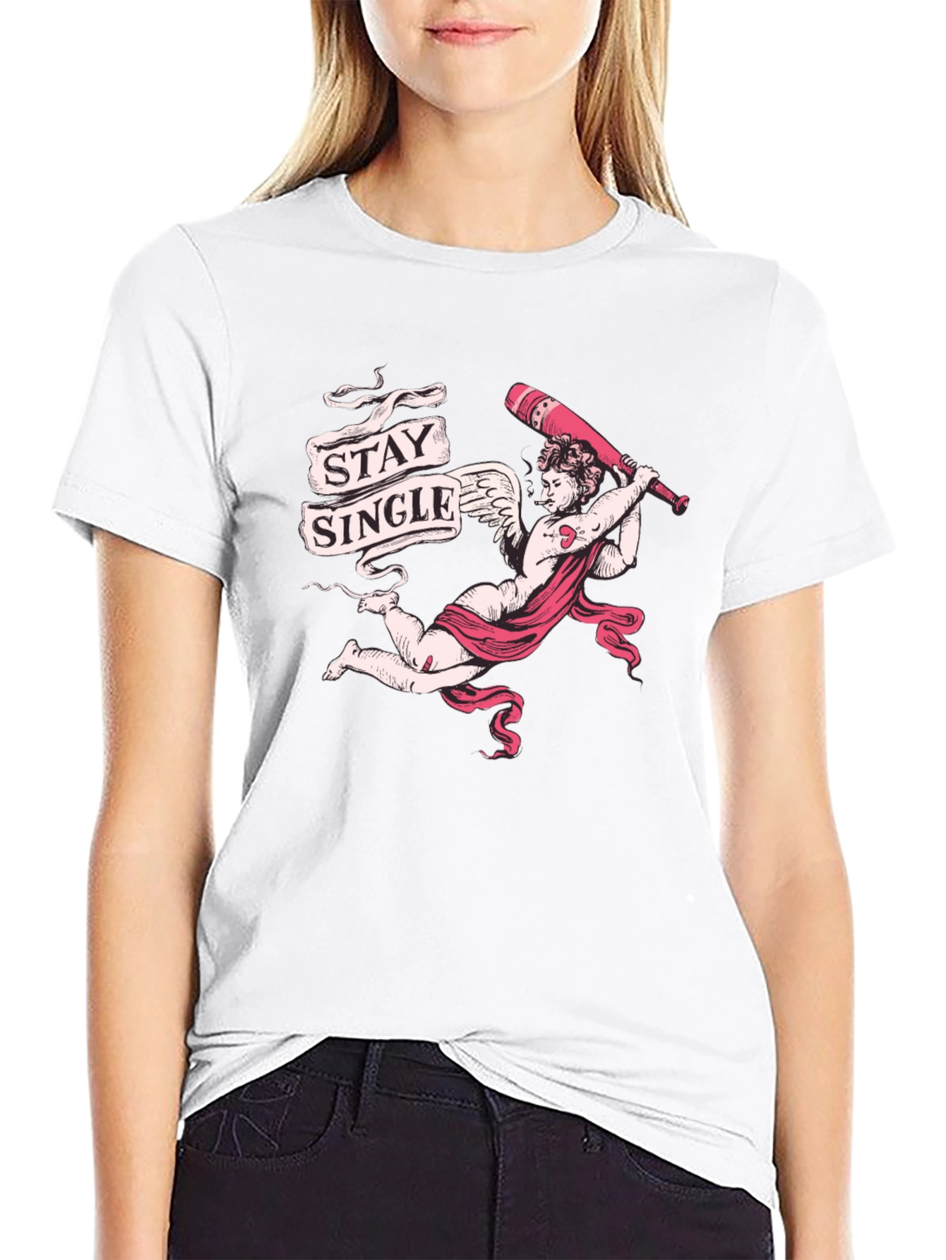 Black Stay Single Graphic Tee - Cupid's Revenge T-Shirt view 9