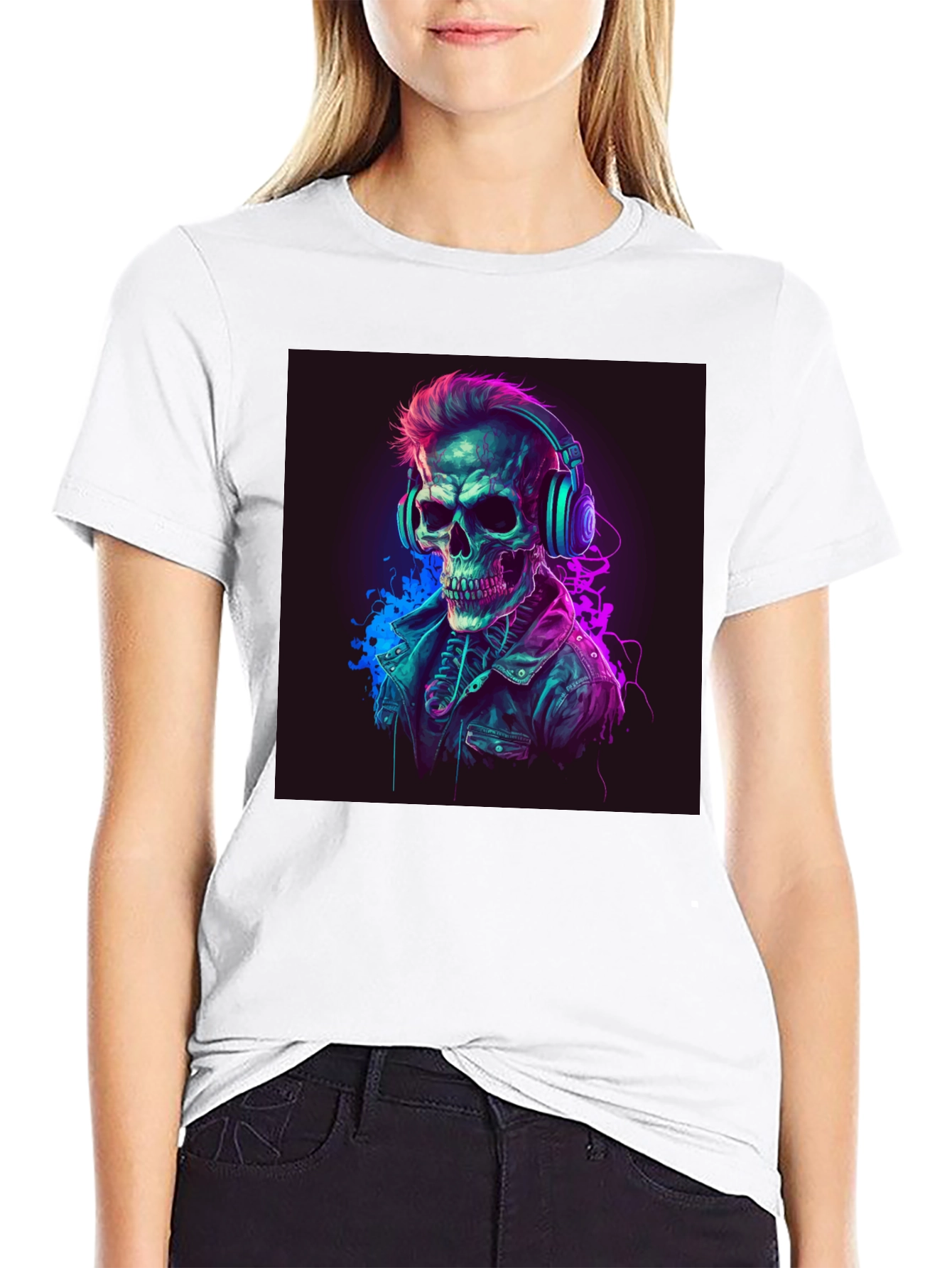 Black Skull DJ Graphic Tee - Cool Edgy Design view 9