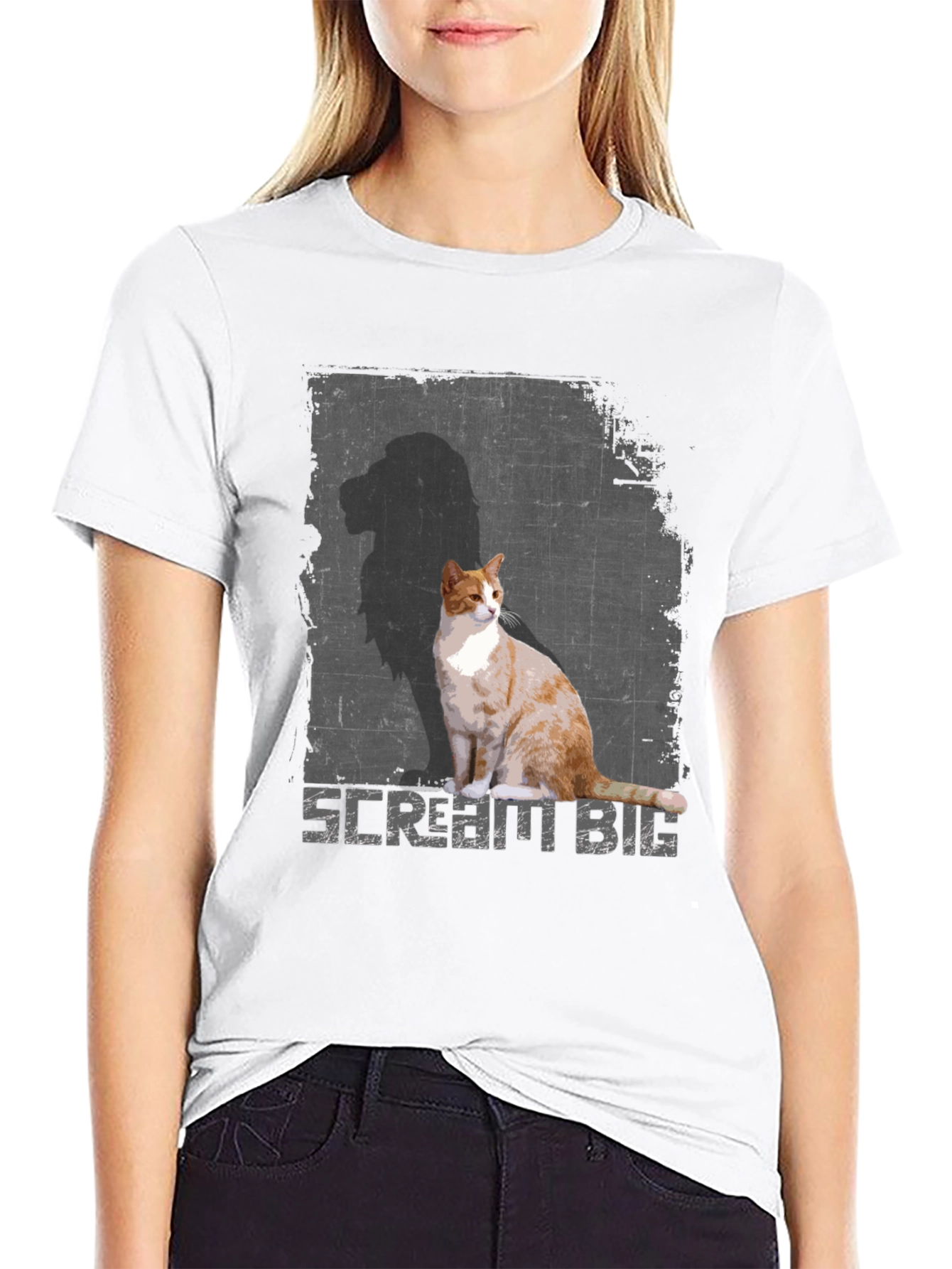 Black Scream Big Cat T-Shirt - Stylish Graphic Tee view 9