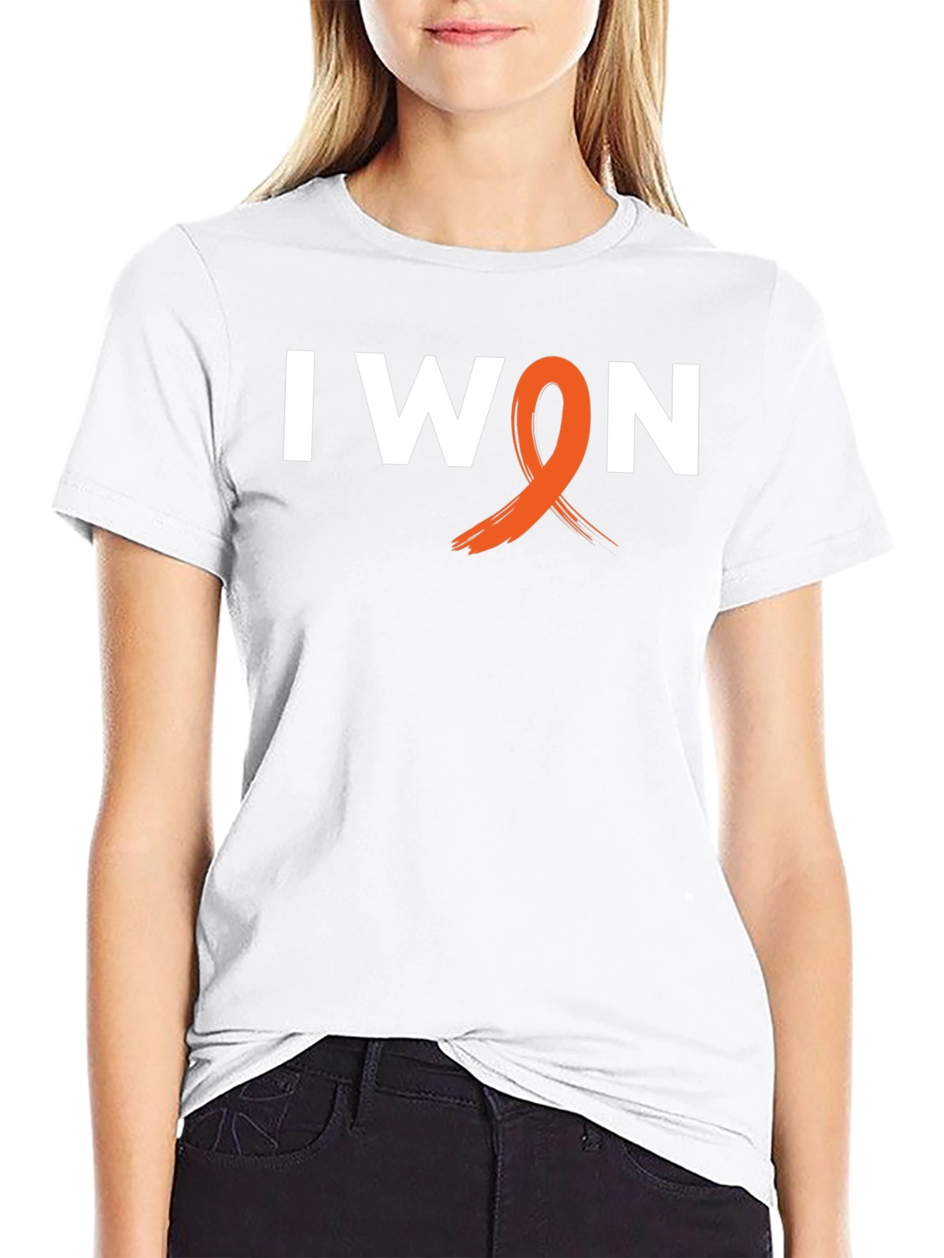 Black I WON Awareness Ribbon Graphic Tee - Black view 9