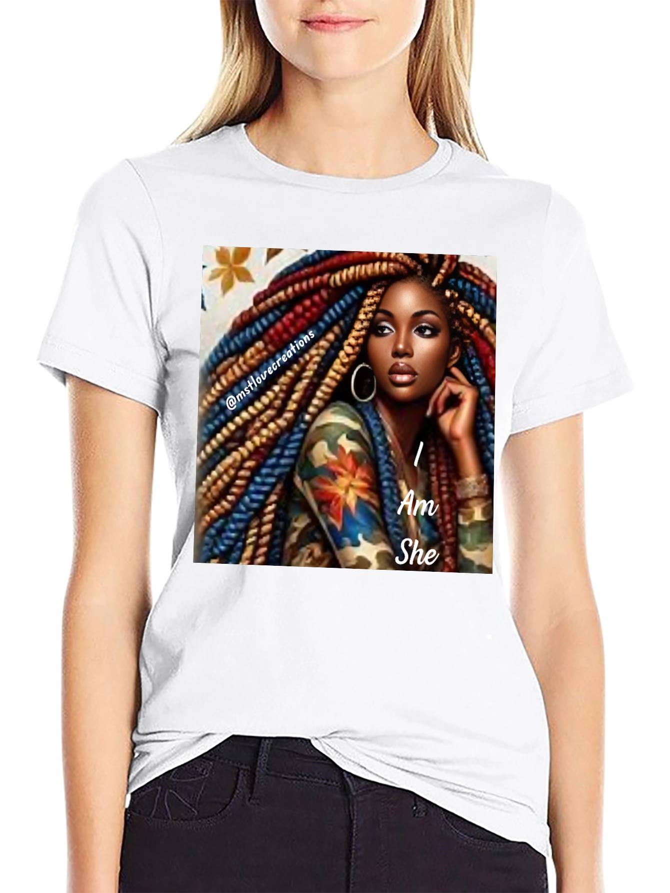 Black I Am She Graphic Tee - Black Cotton Blend view 9