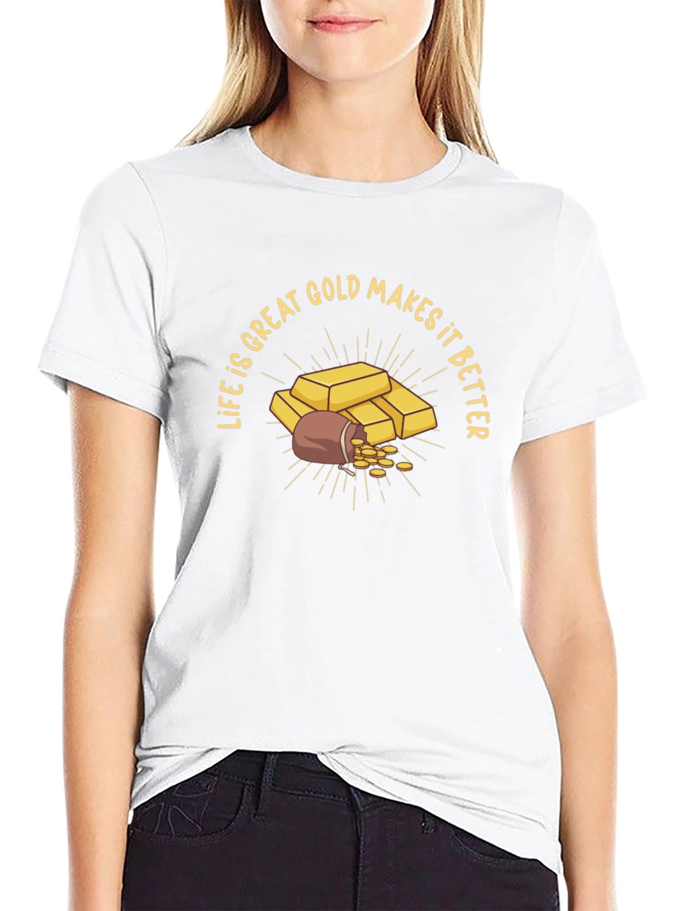 Black Life is Great Gold Makes it Better Graphic T-Shirt view 9
