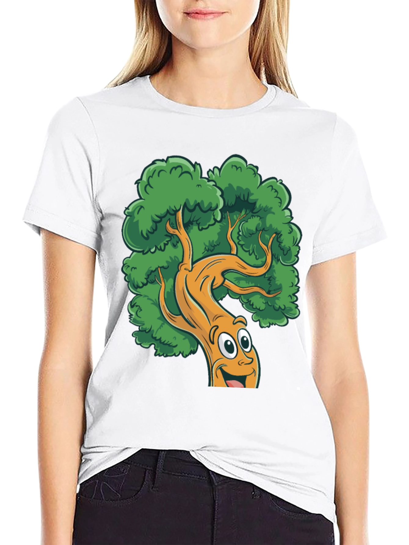 Black Cartoon Tree Black T-Shirt view 9