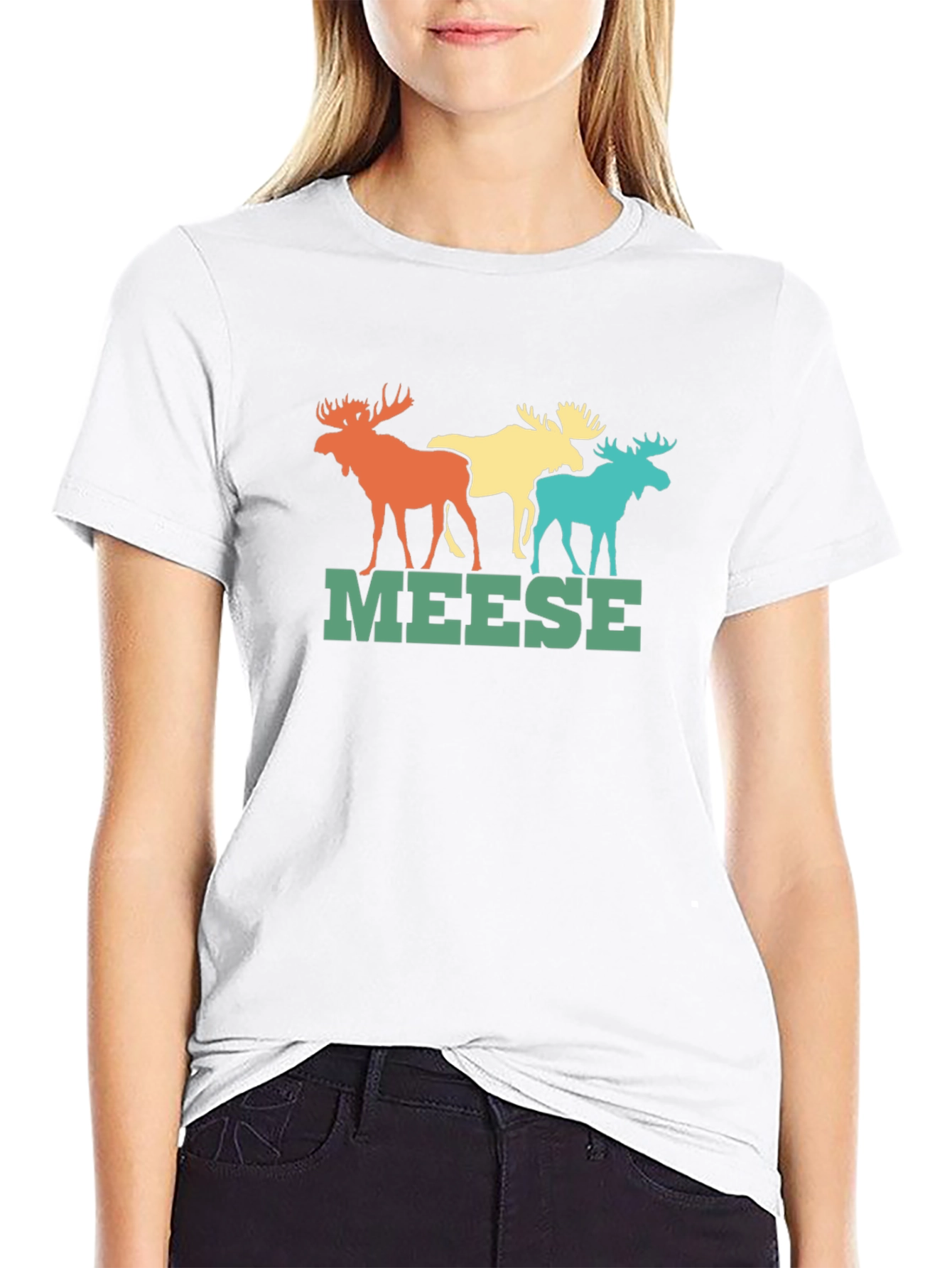 Black Retro Meese T-Shirt: Colorful Moose Graphic Tee view 9