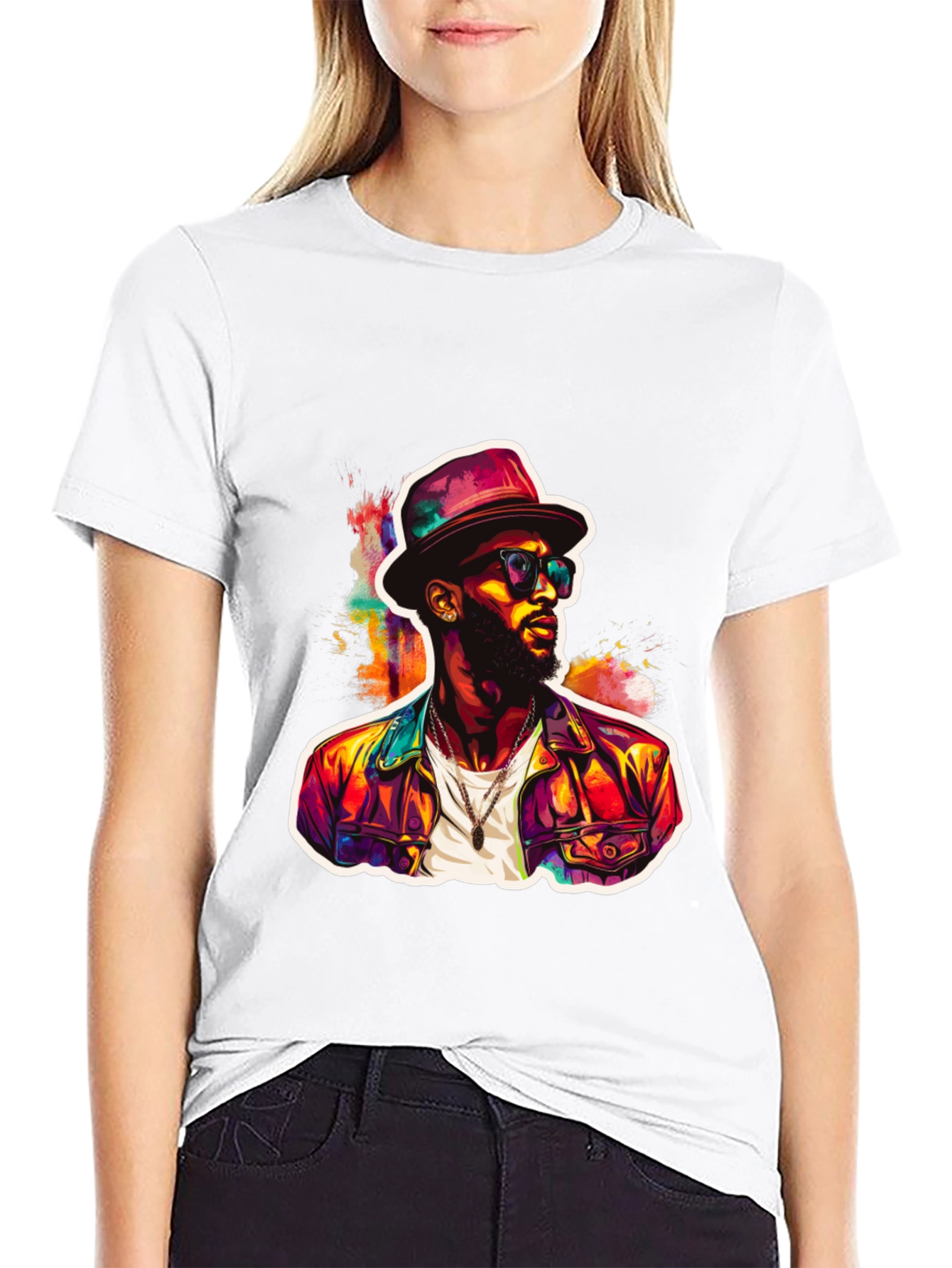 Black Cool Man Portrait Graphic Tee view 9