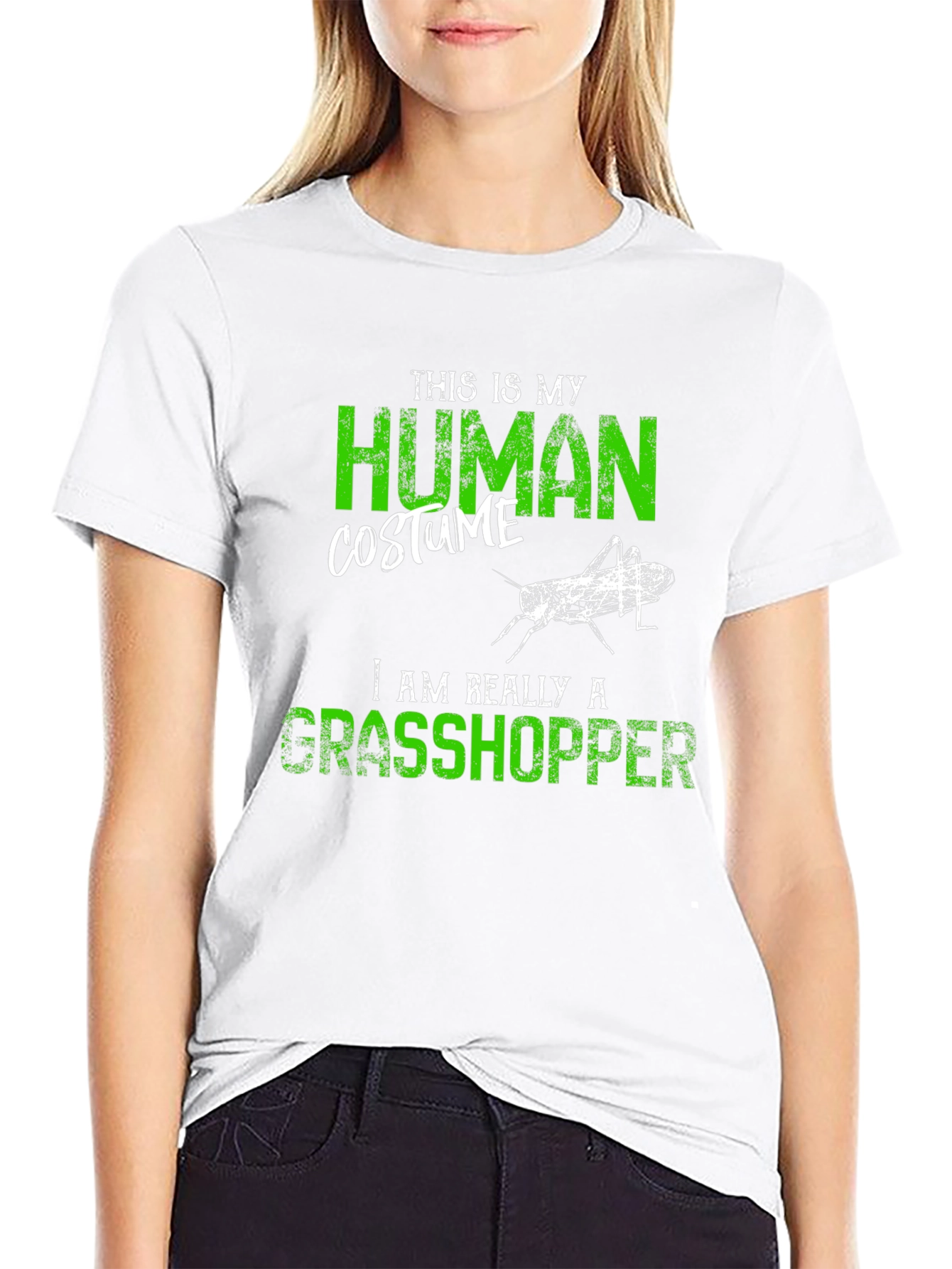 Black Human Costume Grasshopper Graphic Tee view 9