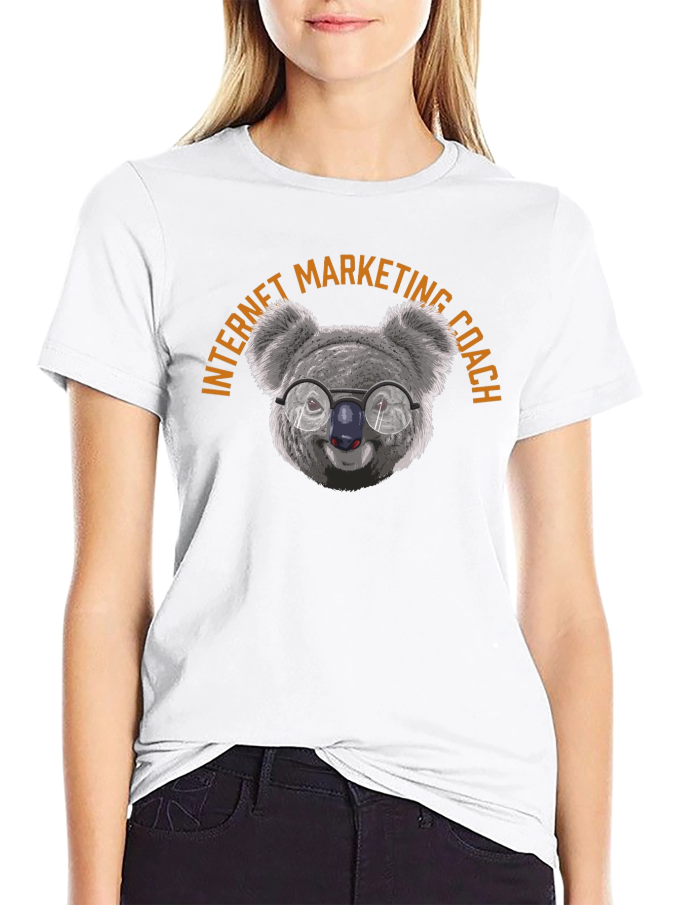 Black Internet Marketing Coach Koala T-Shirt view 9