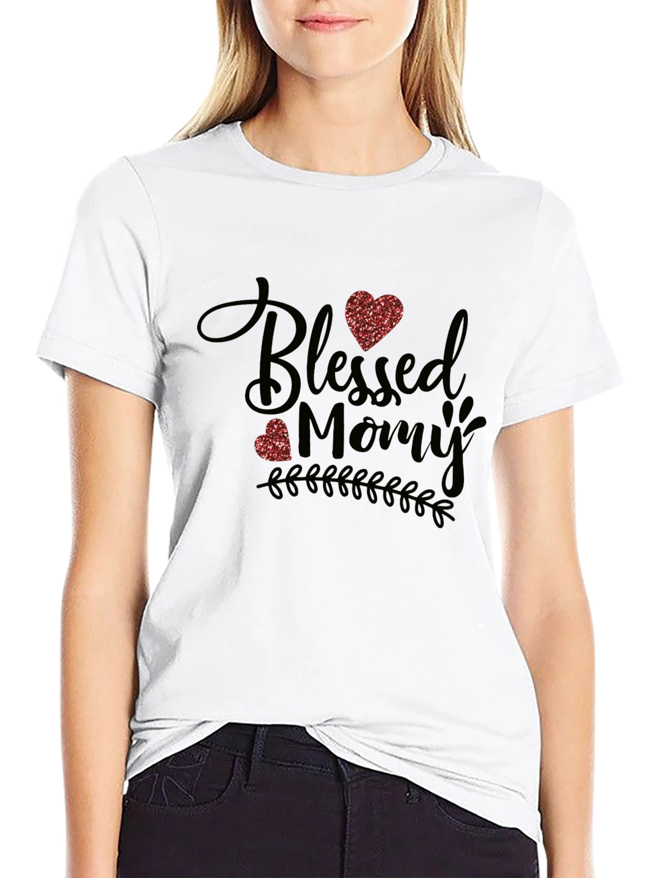 Black Blessed Mommy T-Shirt - Cute Mother's Day Tee view 9