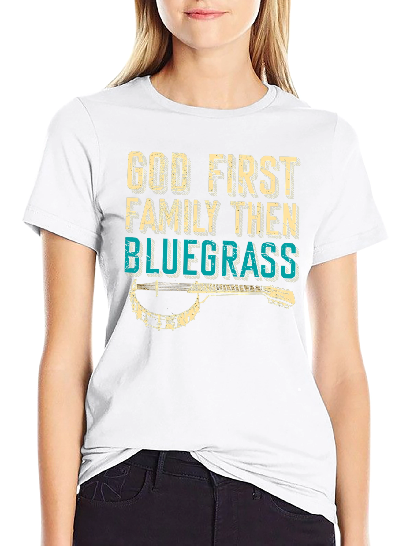 Black God First Family Then Bluegrass T-Shirt view 9