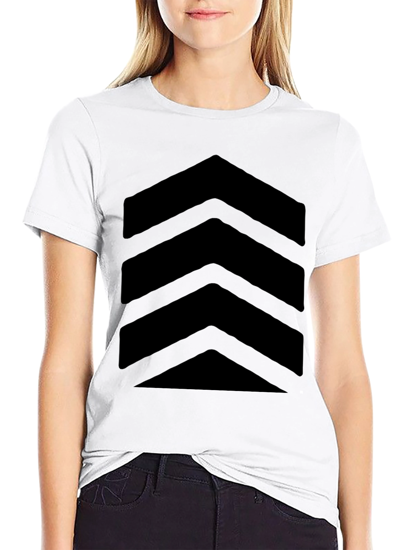 Black Bold Chevron Graphic Tee - Modern Style view 9
