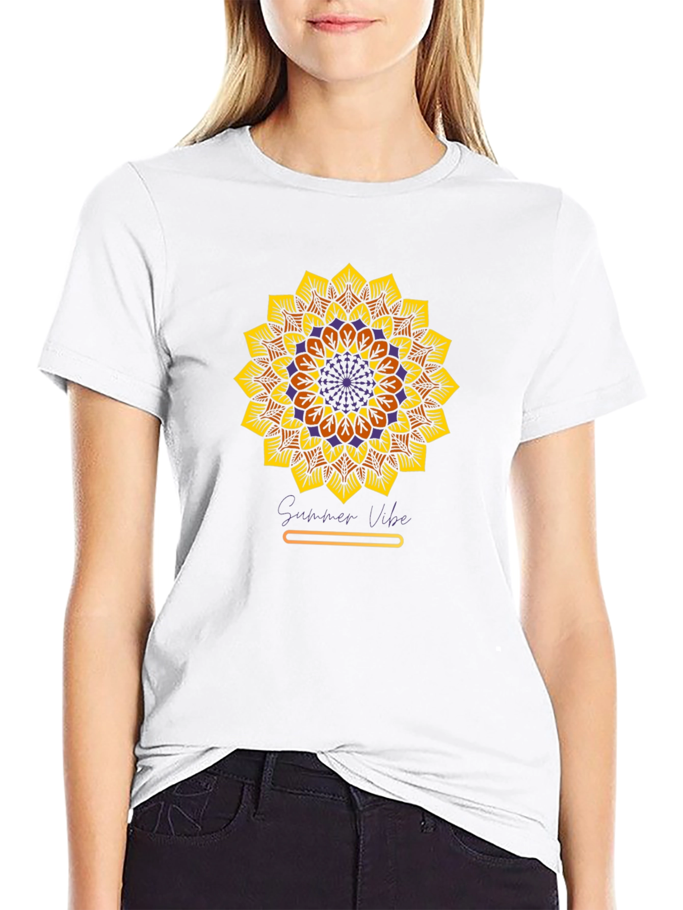 Black Sunflower Mandala Graphic Tee - Summer Vibe view 9