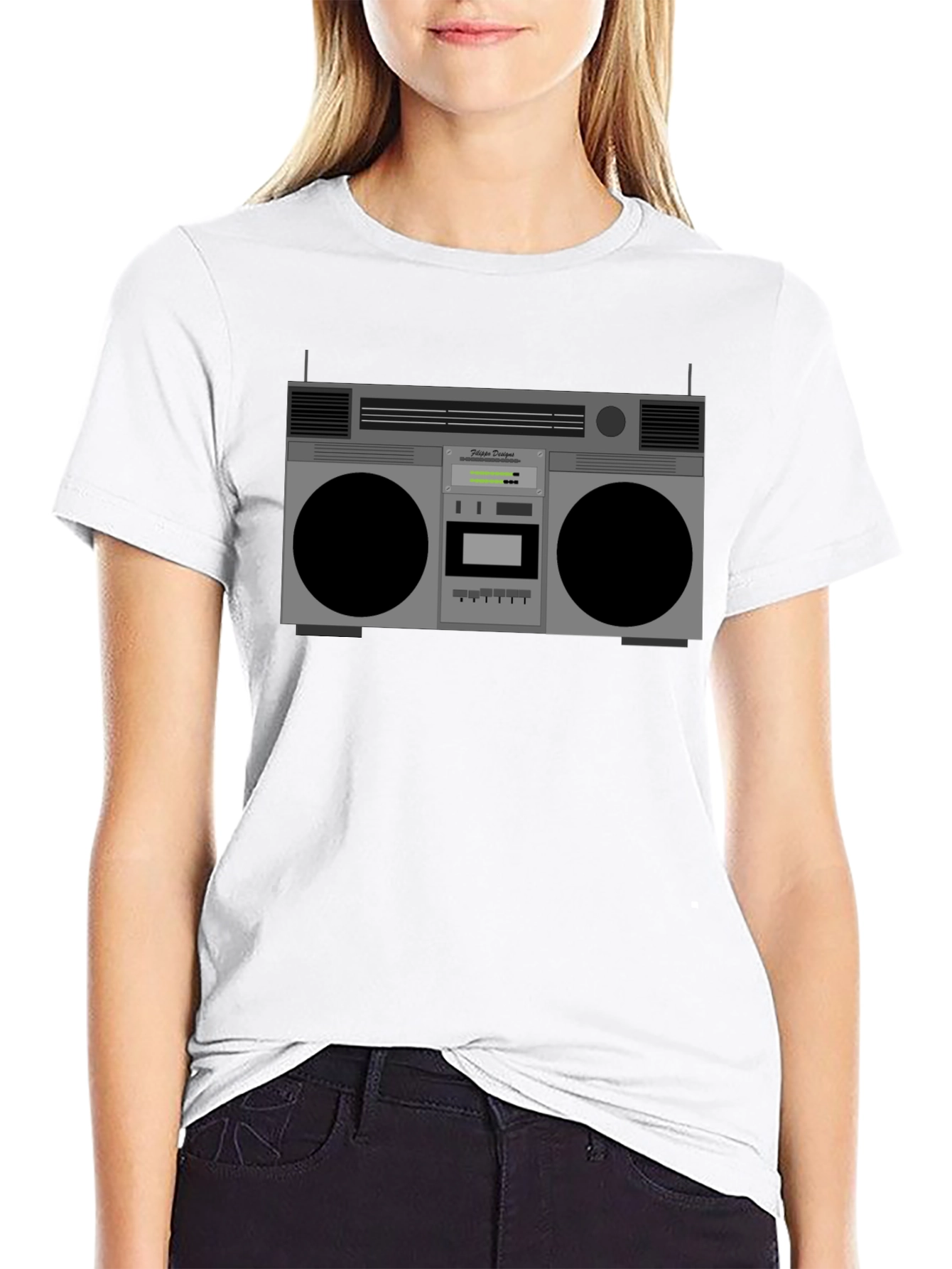 Black Retro Boombox Graphic T-Shirt - Vintage Style view 9
