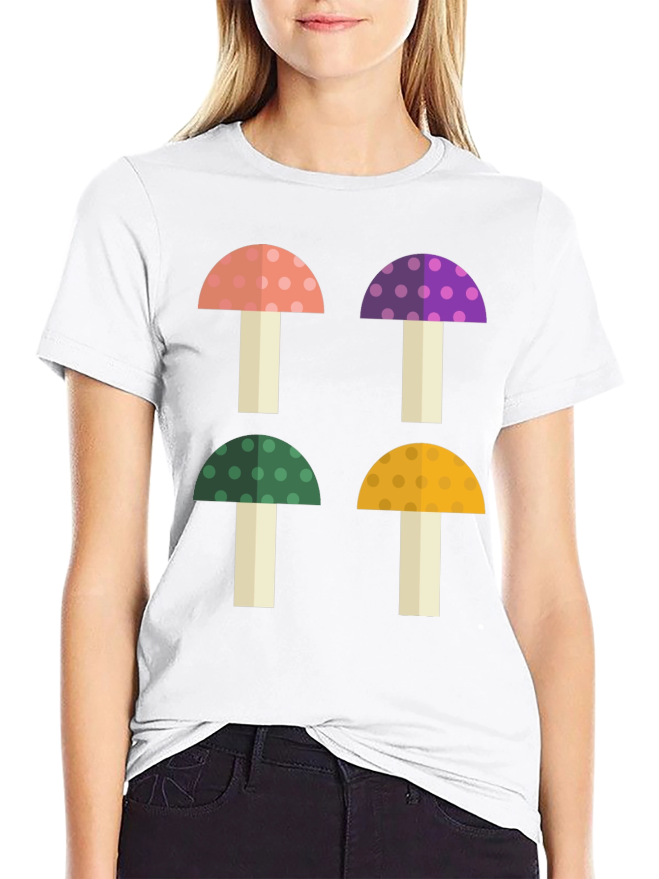 Black Funky Mushroom Graphic Tee - Novelty Shirt view 9