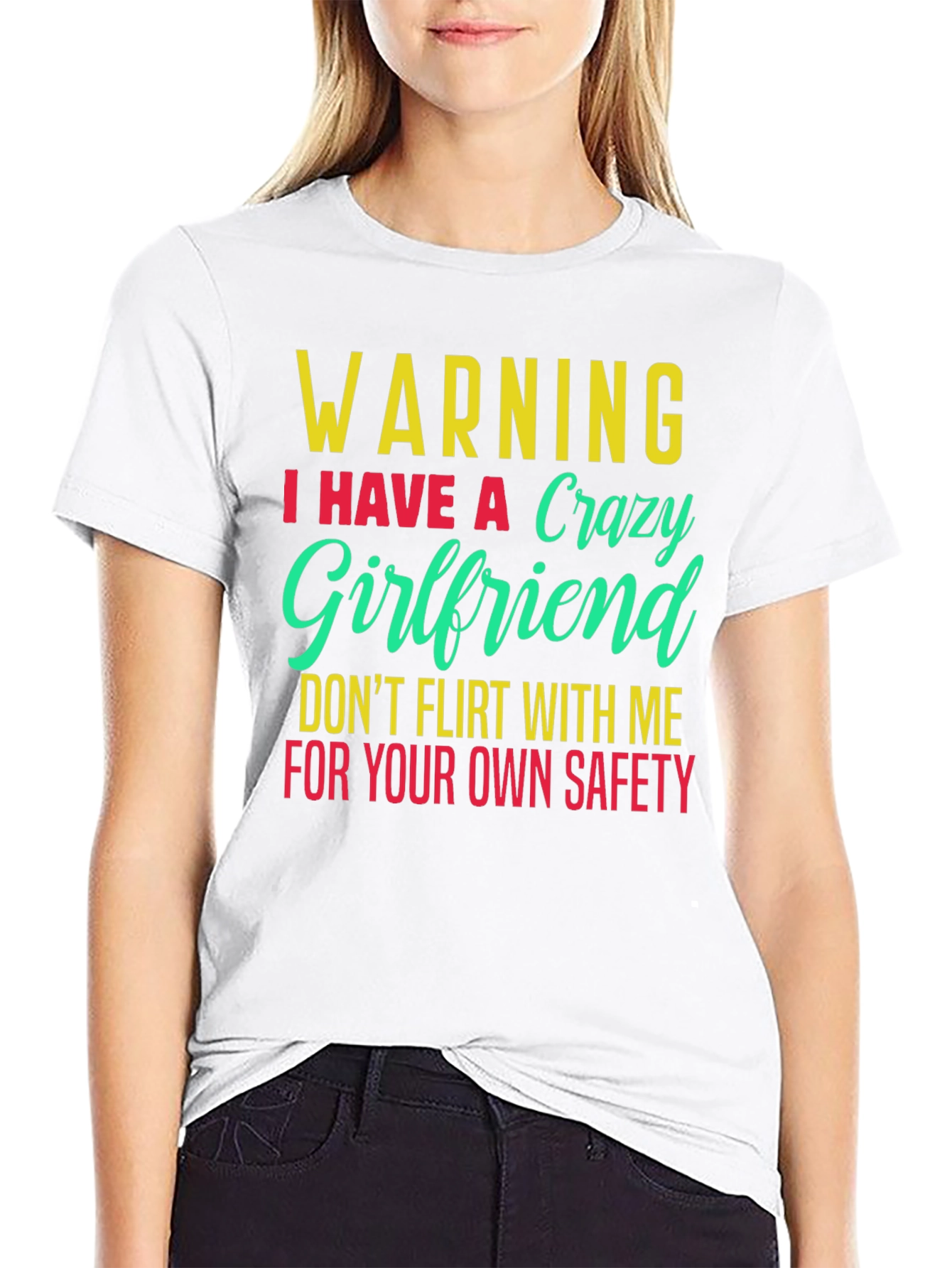 Black Warning Crazy Girlfriend Men's T-Shirt view 9