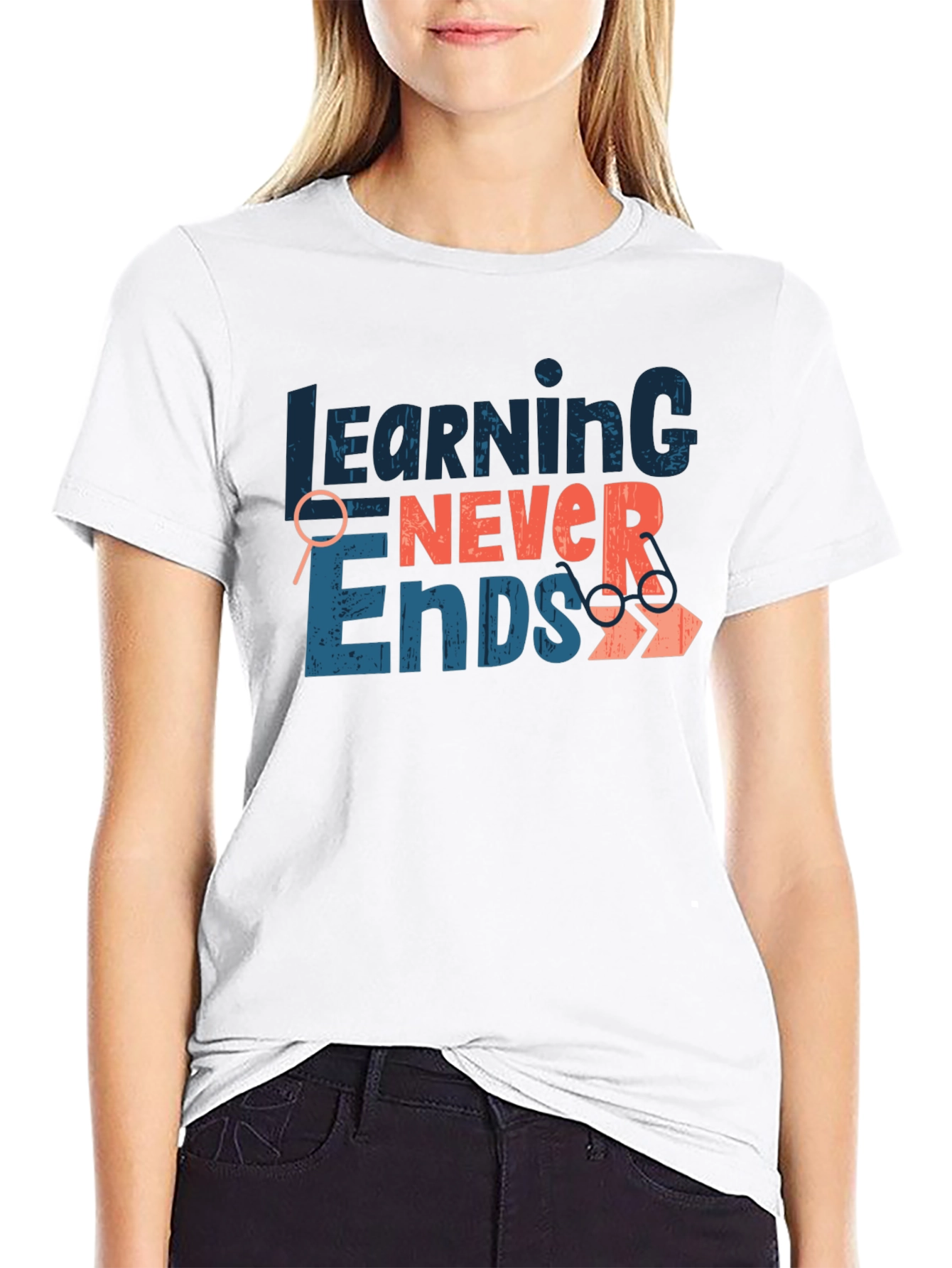 Black Learning Never Ends Graphic Tee view 9