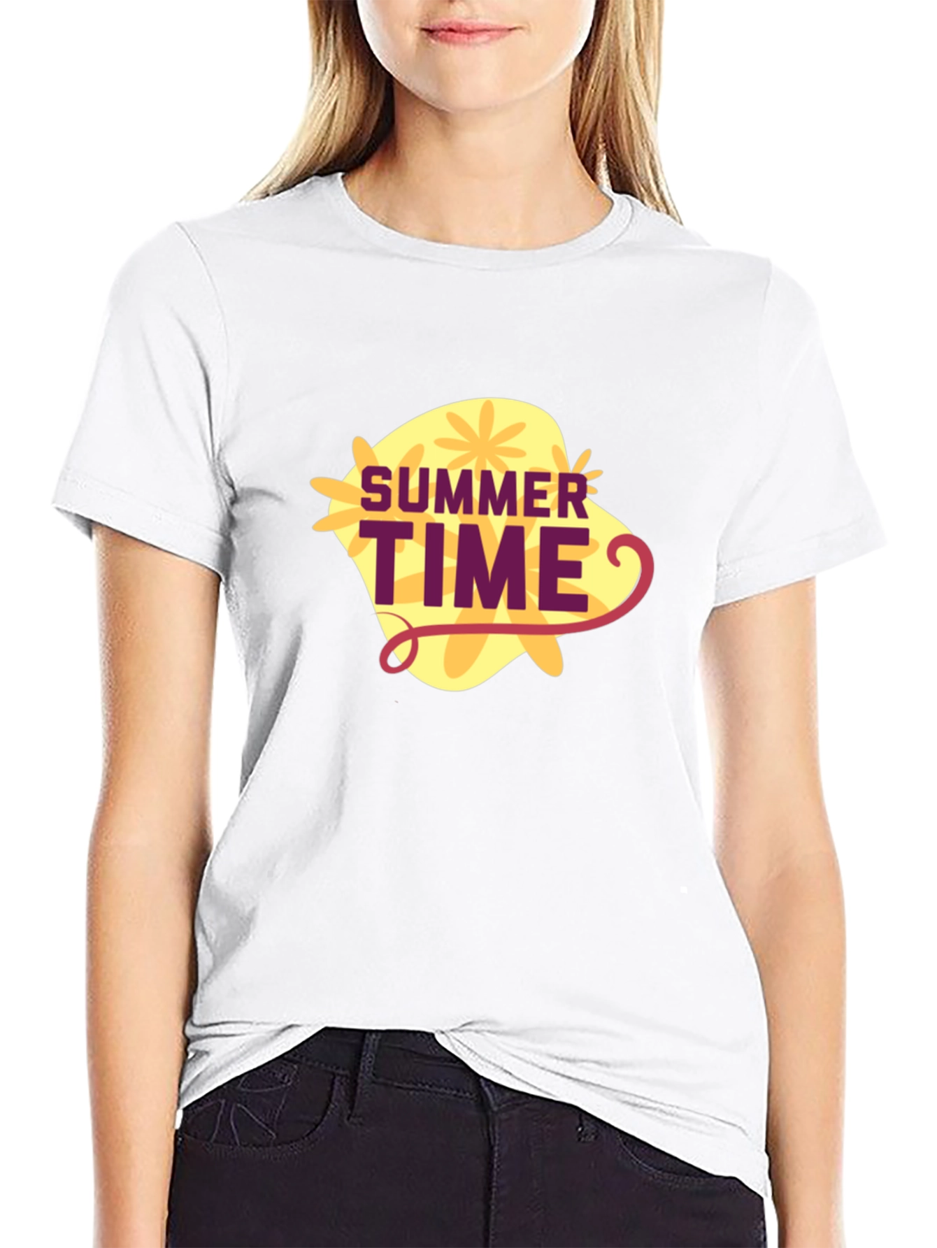 Black Summer Time Graphic Tee - Black Casual T-Shirt view 9