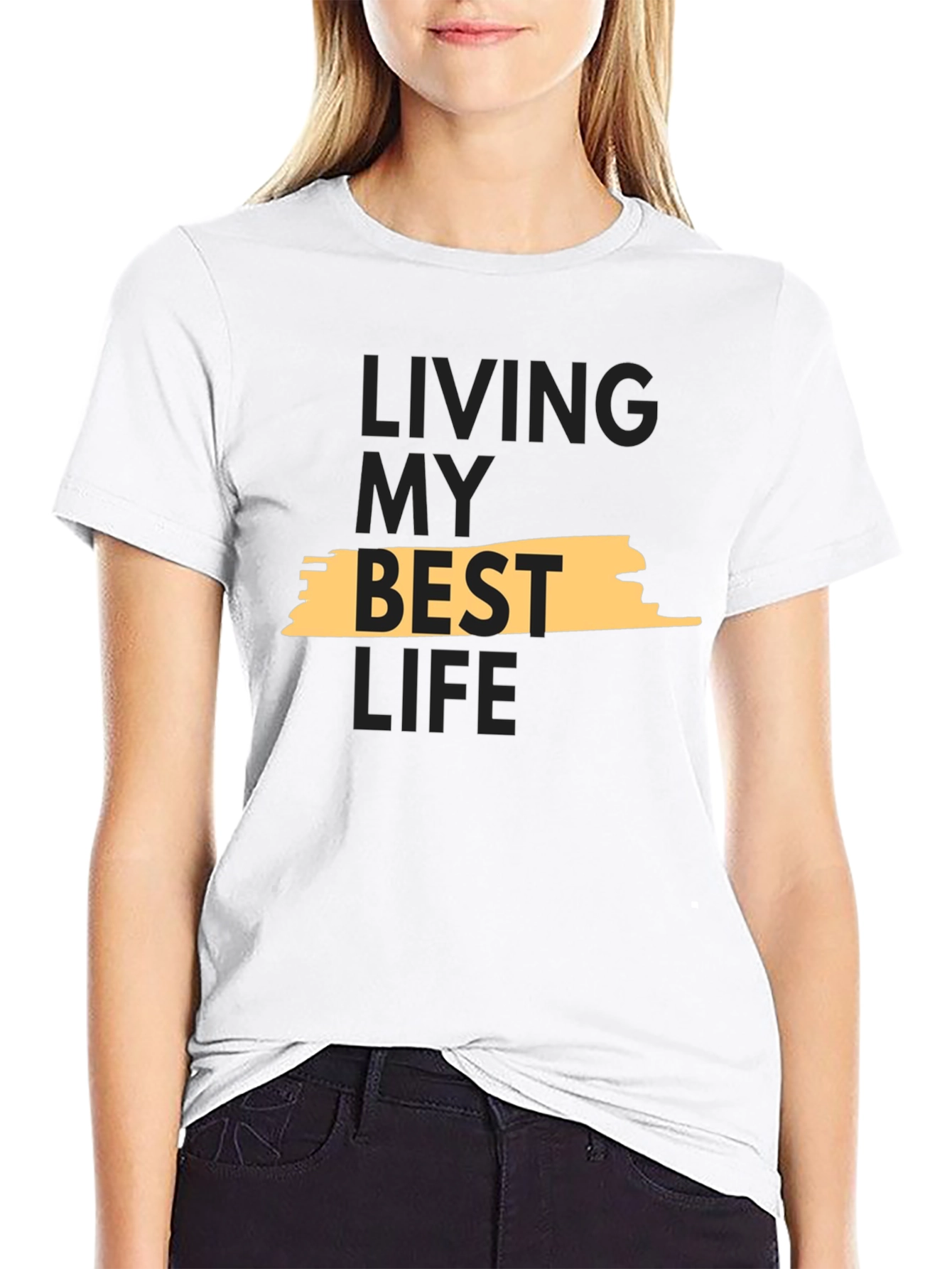 Black Living My Best Life Graphic Tee - Black view 9