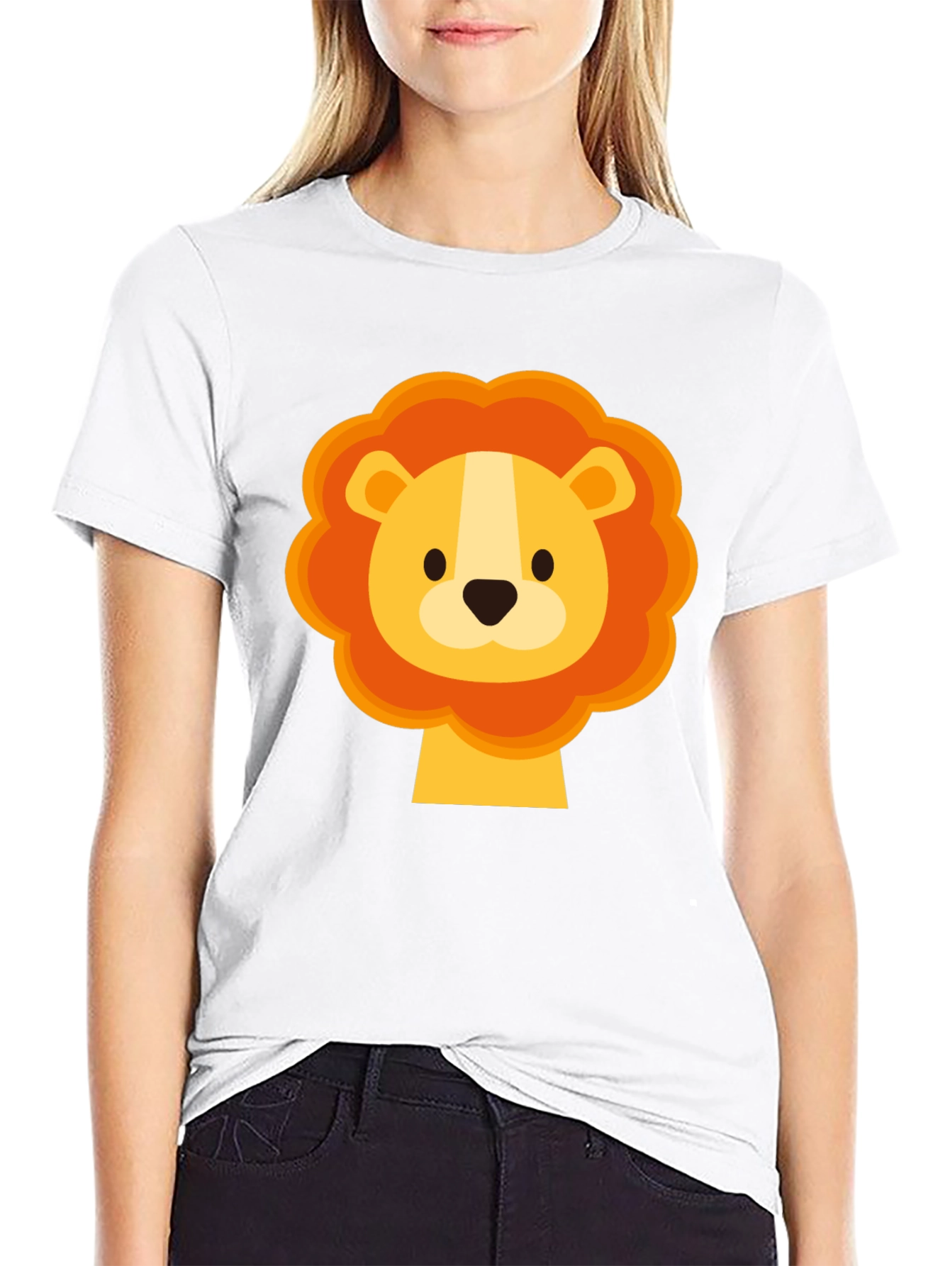Black Cute Lion Graphic Black T-Shirt view 9