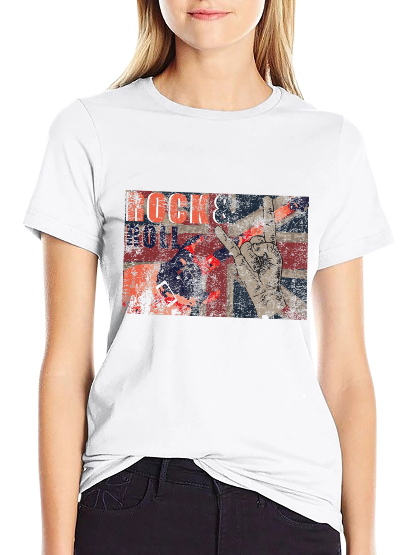 Black Rock & Roll Graphic Print T-Shirt view 9