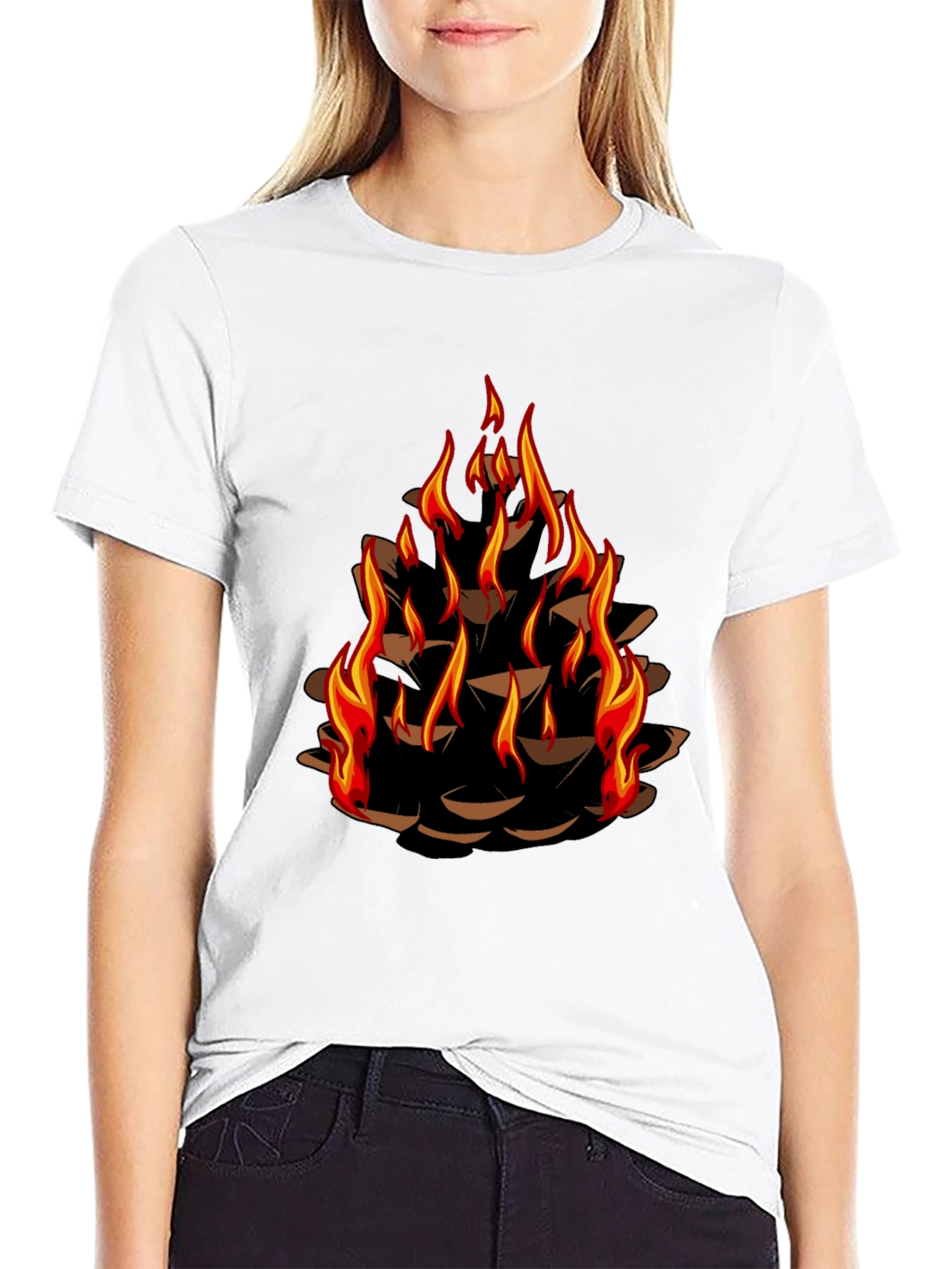 Burning Pinecone Graphic Tee - Black - 9