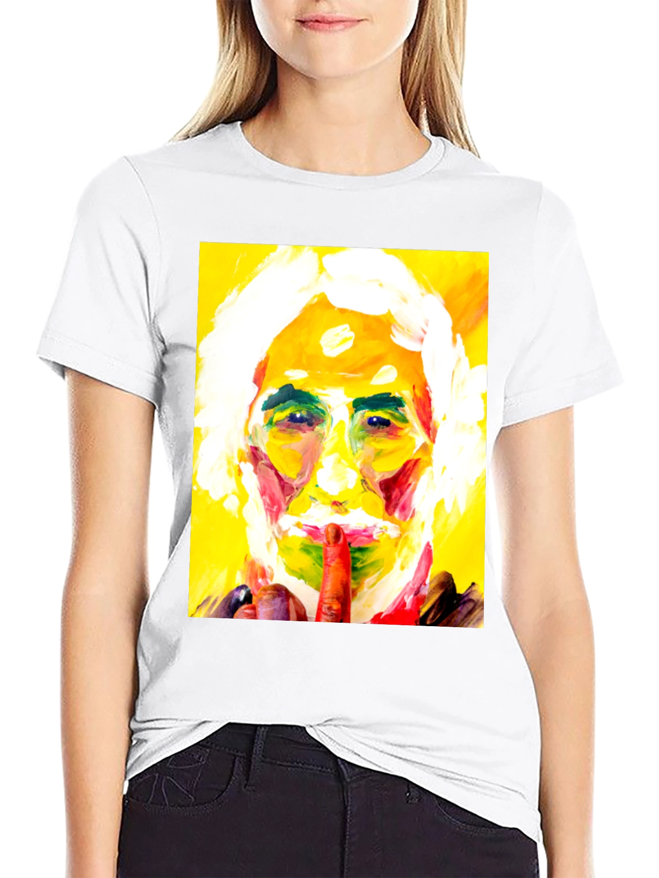 Black Abstract Portrait Graphic Tee view 9