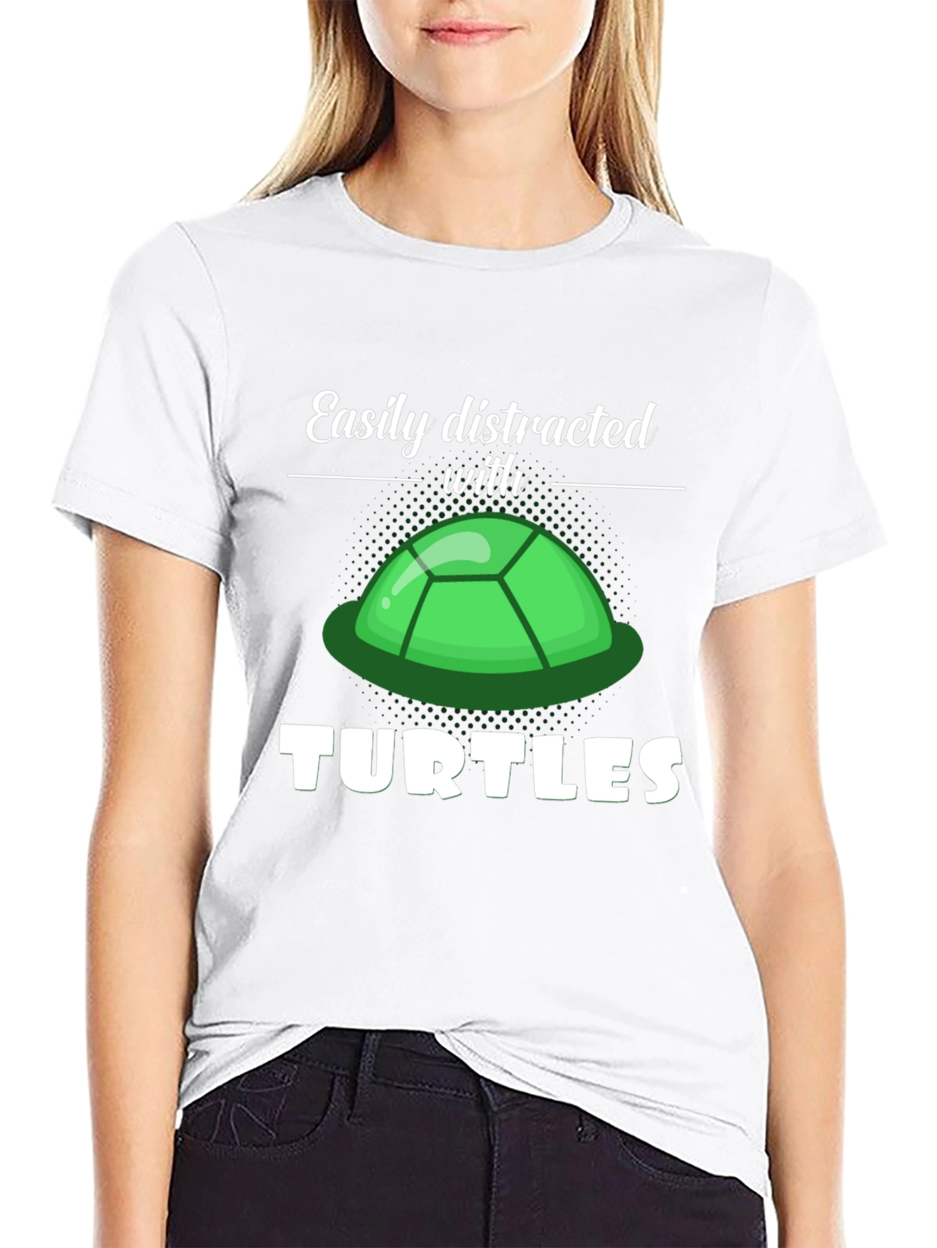 Black Easily Distracted With Turtles Graphic Tee view 9
