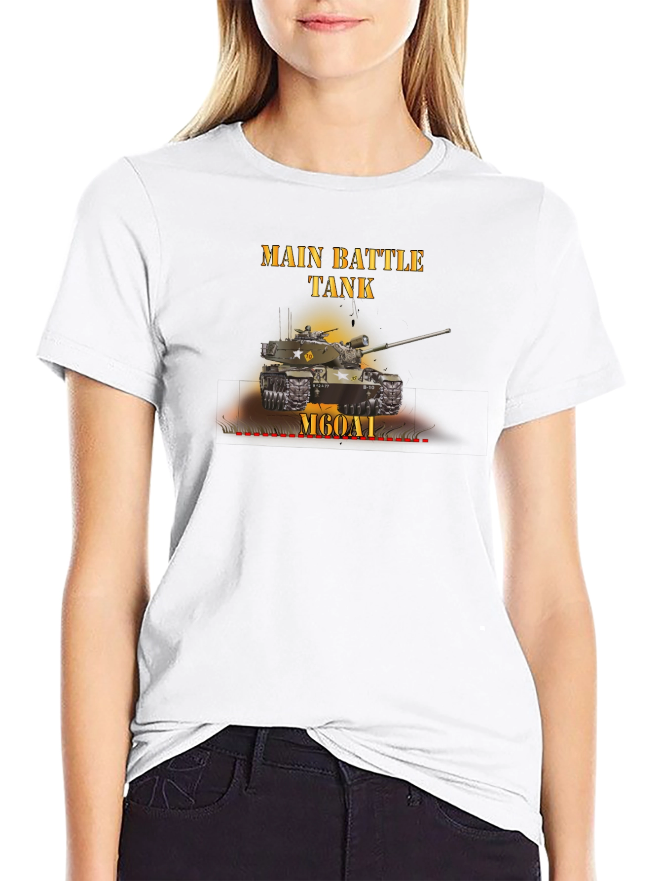 Black Main Battle Tank M60A1 Graphic T-Shirt view 9