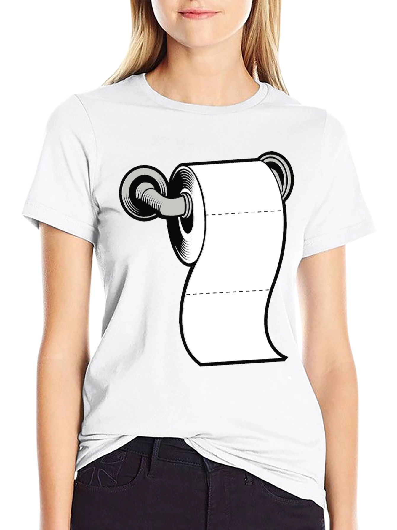 Black Toilet Paper Humor Tee - Black Cotton Blend Shirt view 9