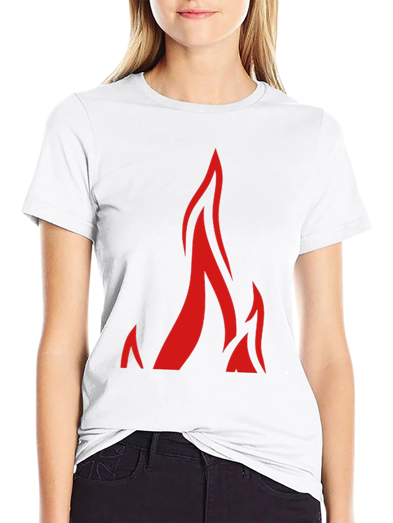 Black Fiery Red Flame Graphic Black T-Shirt view 9