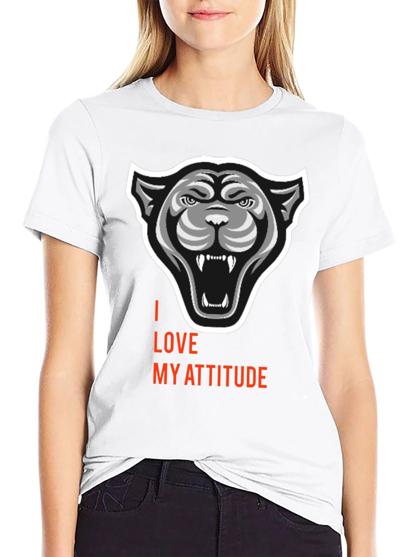 Black I Love My Attitude Black Graphic Tee view 9