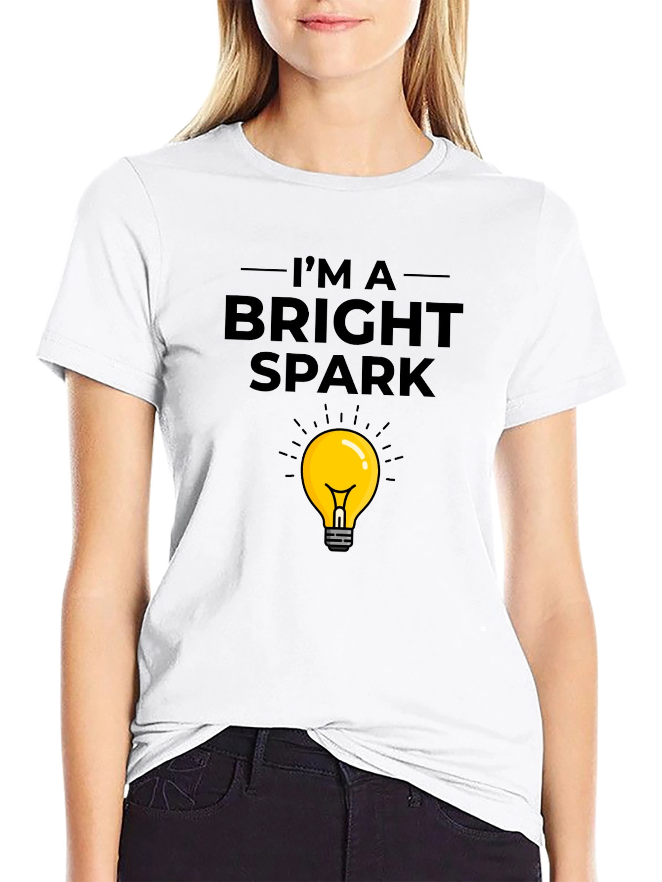 Black Bright Spark T-Shirt - Light Bulb Graphic Tee view 9