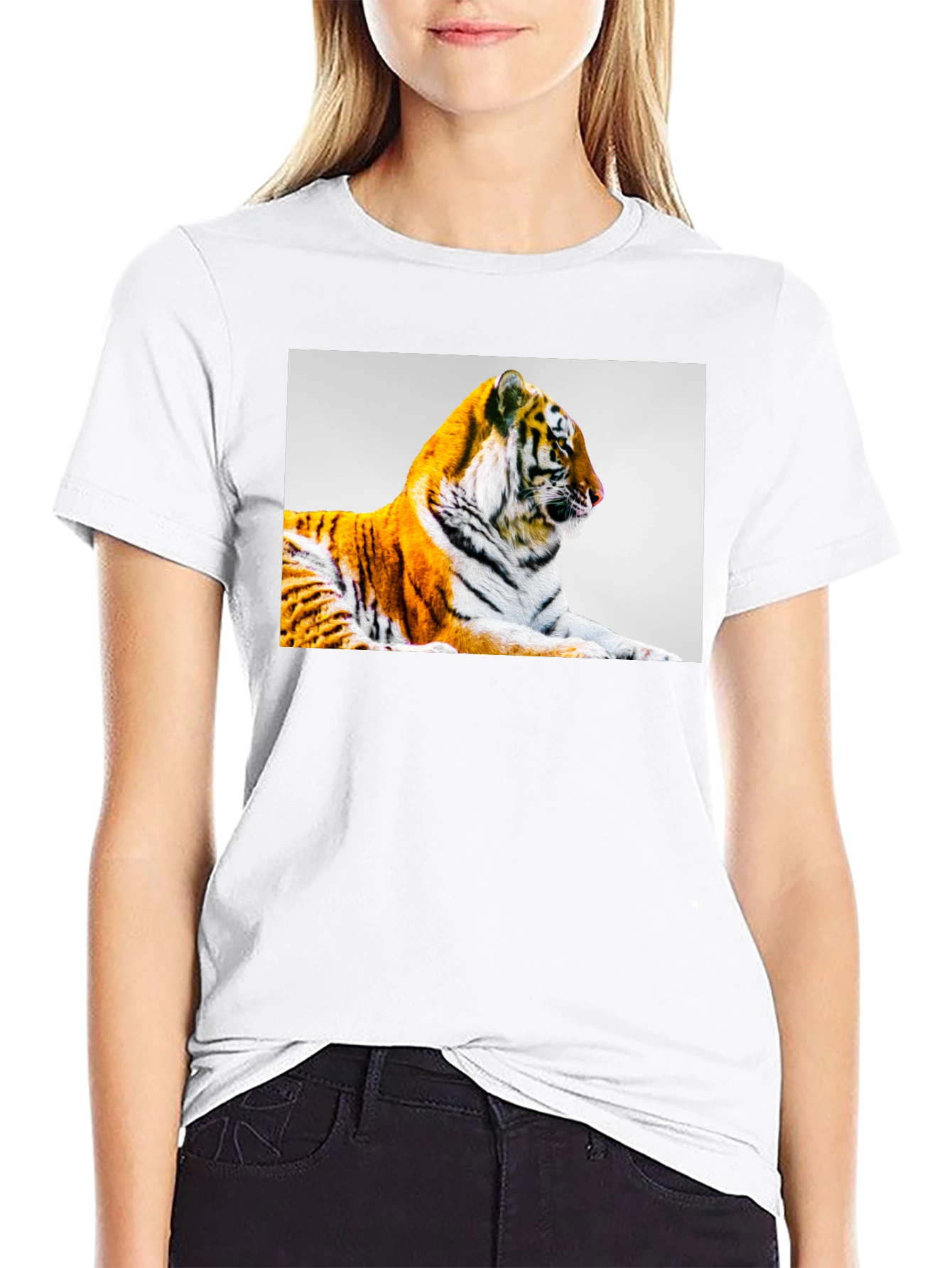 Black Tiger Graphic Print Black T-Shirt view 9