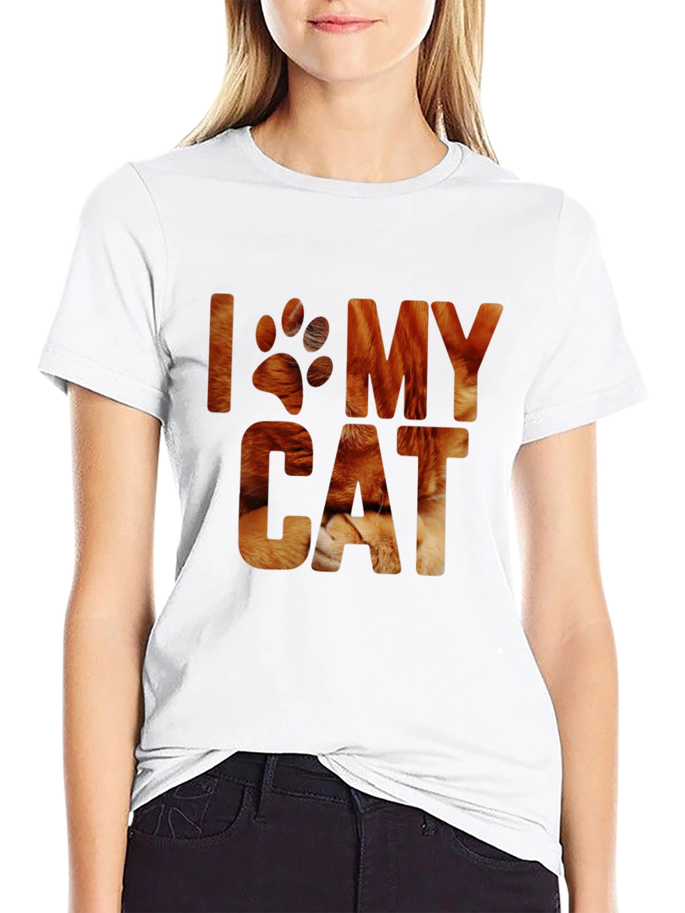 Black I Love My Cat T-Shirt - Novelty Cat Lover Tee view 9