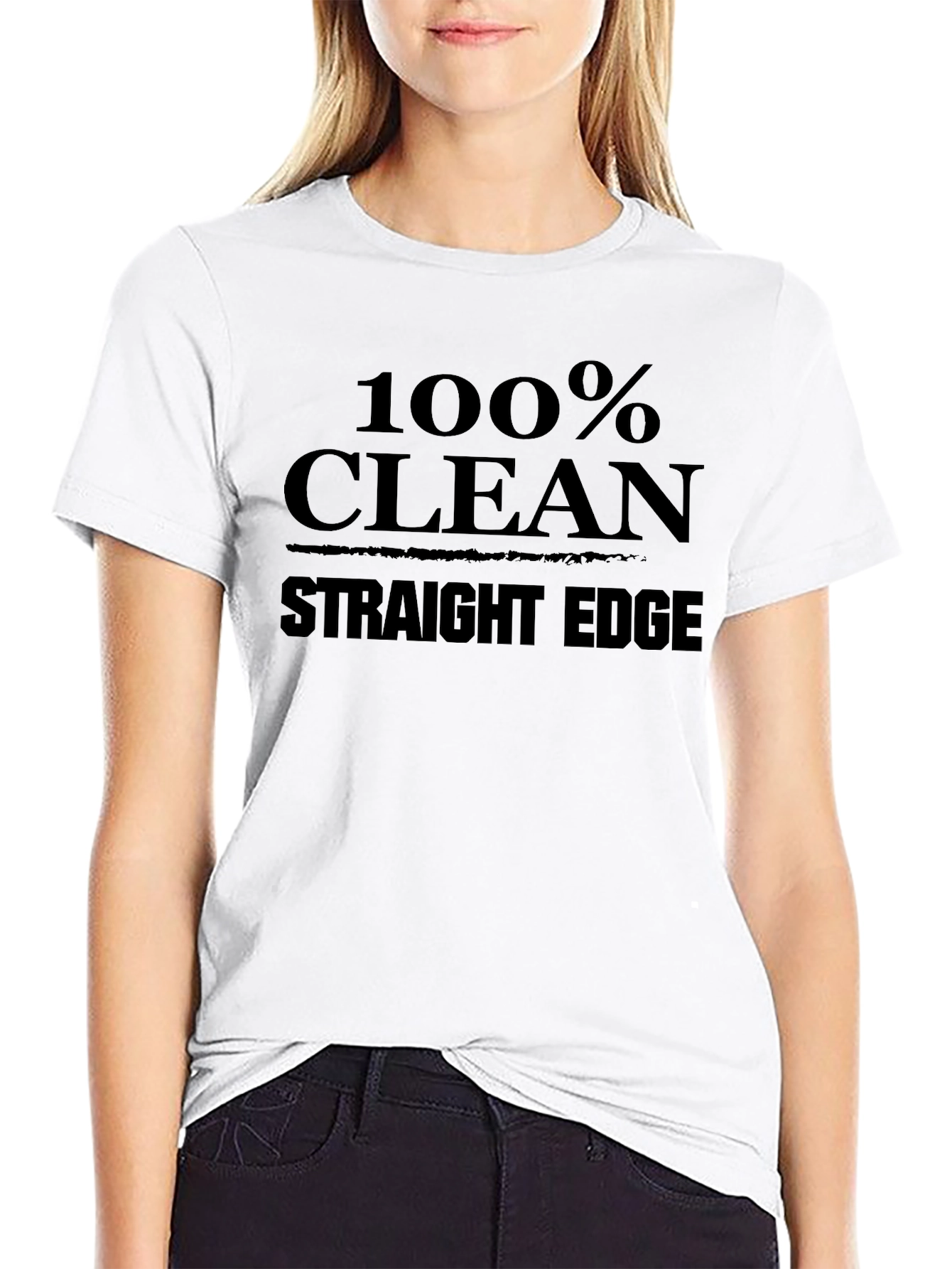 Black 100% Clean Straight Edge Black T-Shirt view 9